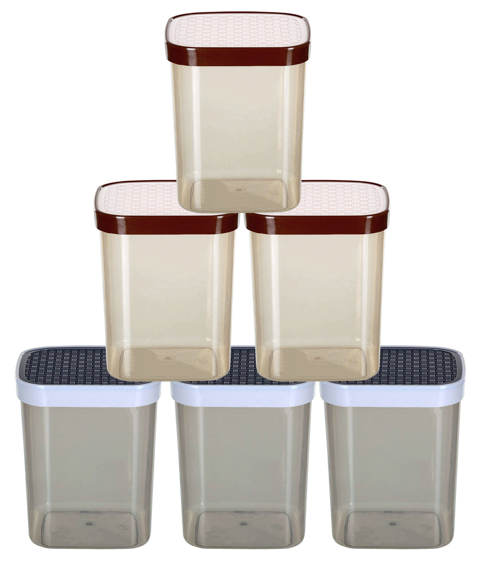 Kuber Industries Check Deisgn Lid  Multi Purpose Plastic Container,1500ml,(White & Grey)
