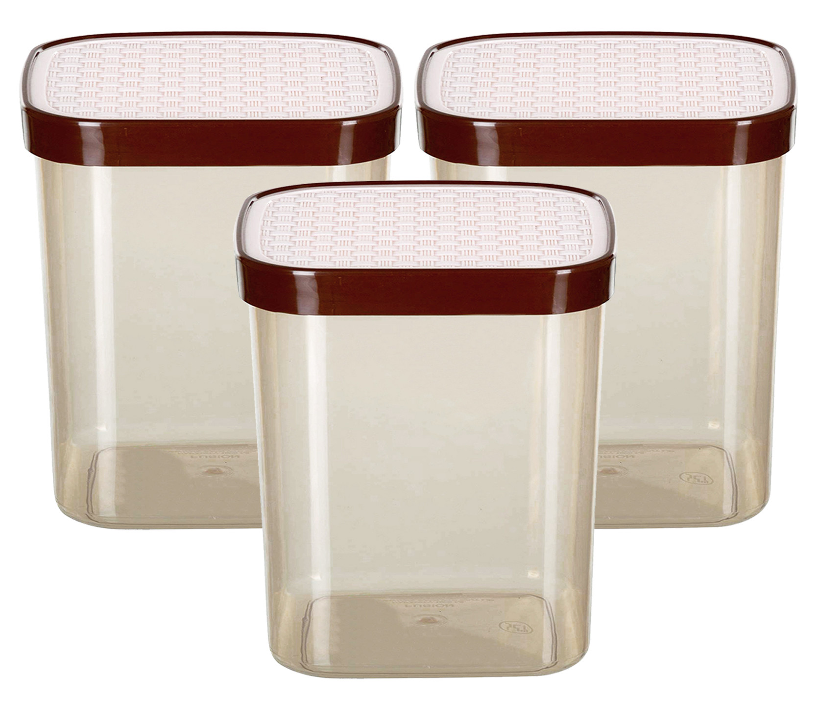 Kuber Industries Check Deisgn Lid  Multi Purpose Plastic Container,1500ml,(White & Grey)