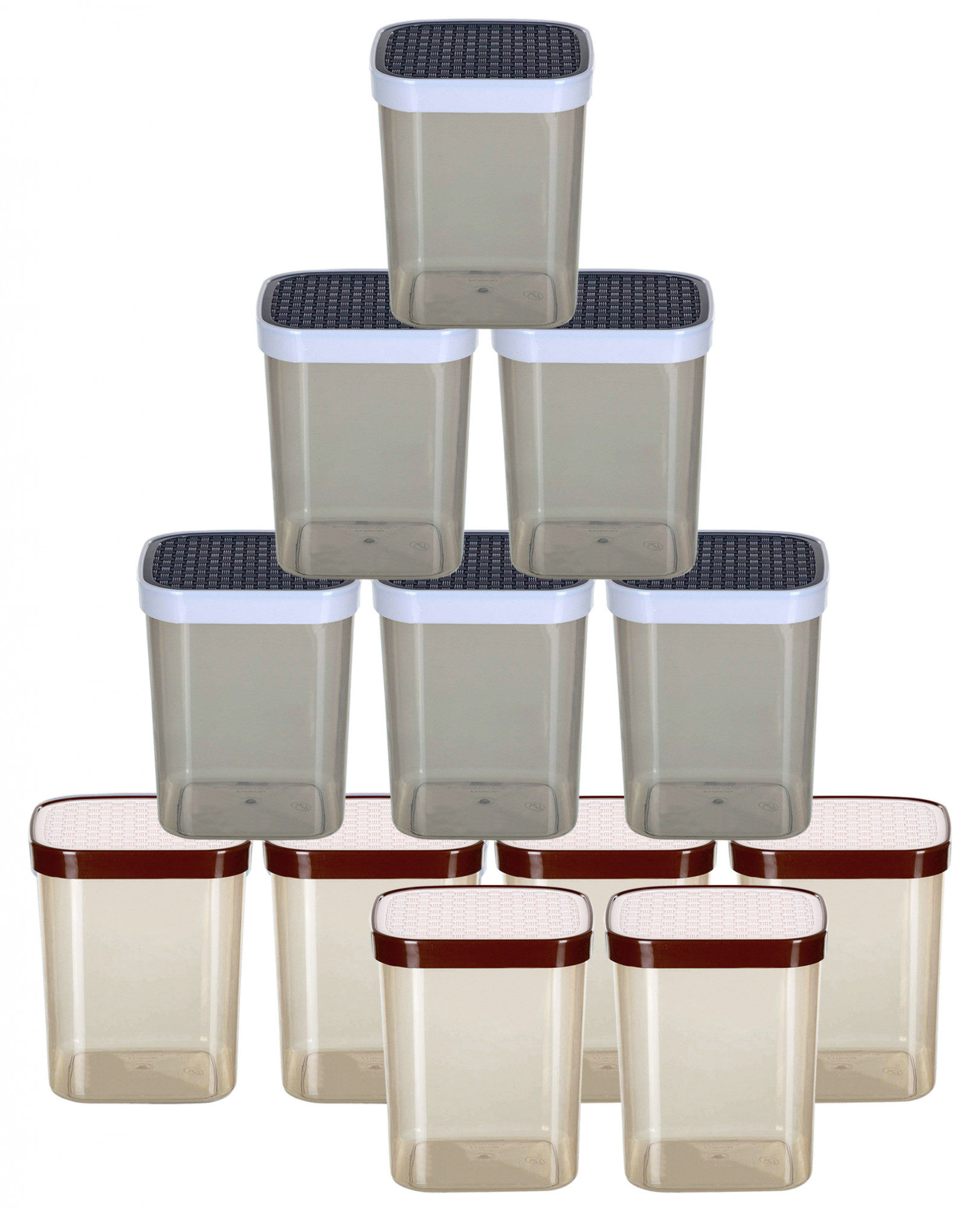 Kuber Industries Check Deisgn Lid  Multi Purpose Plastic Container,1500ml,(White & Grey)