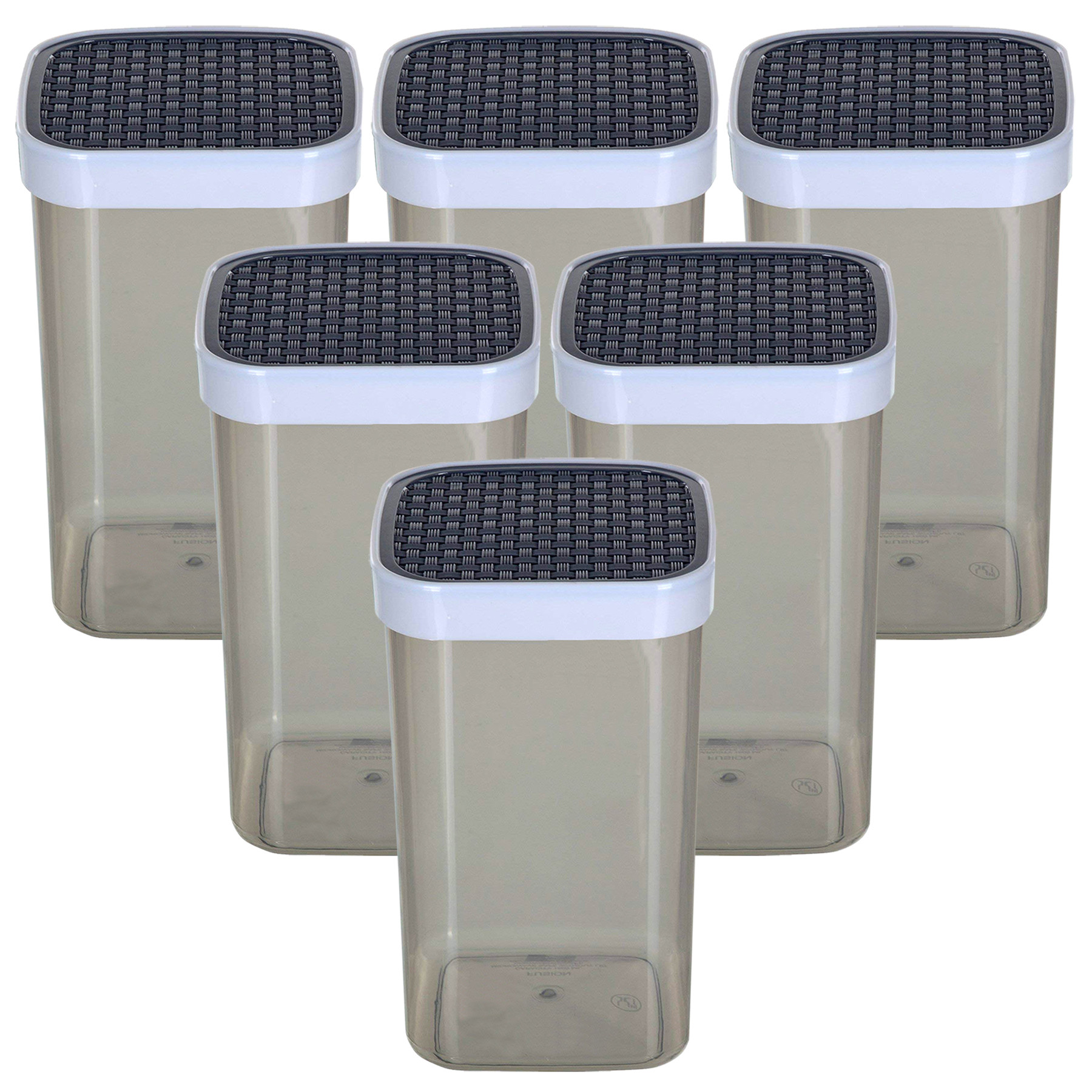 Kuber Industries Check Deisgn Lid  Multi Purpose Plastic Container,2000ml,(Grey)