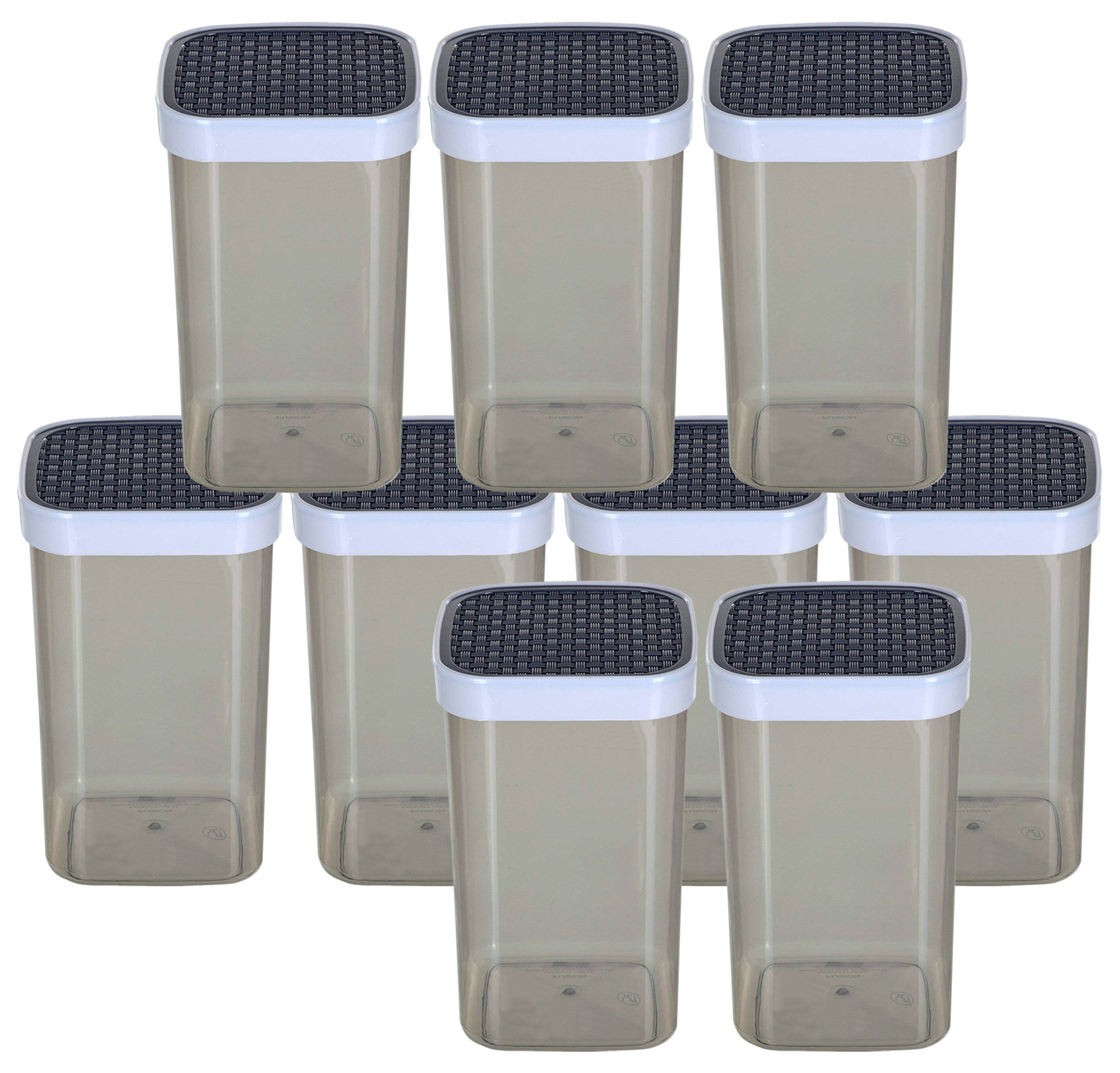 Kuber Industries Check Deisgn Lid  Multi Purpose Plastic Container,2000ml,(Grey)