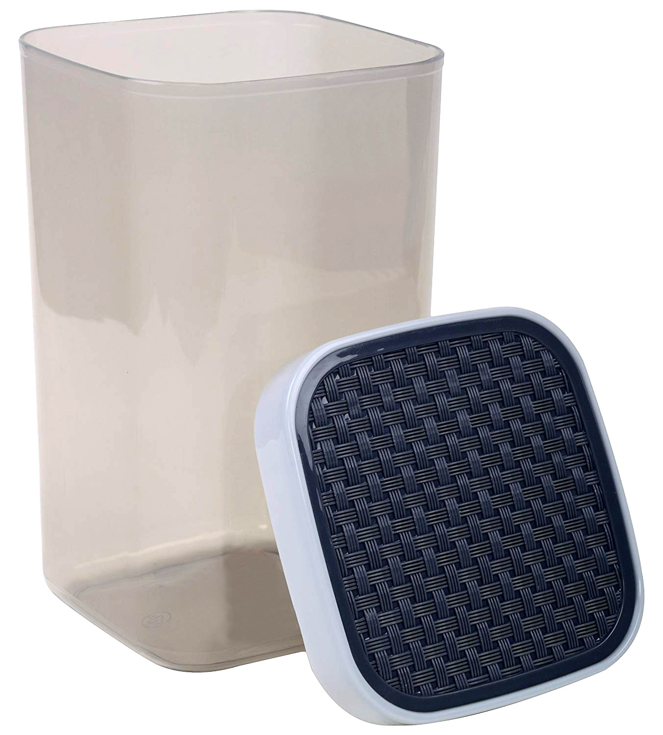 Kuber Industries Check Deisgn Lid  Multi Purpose Plastic Container,2000ml,(Grey & Blue)