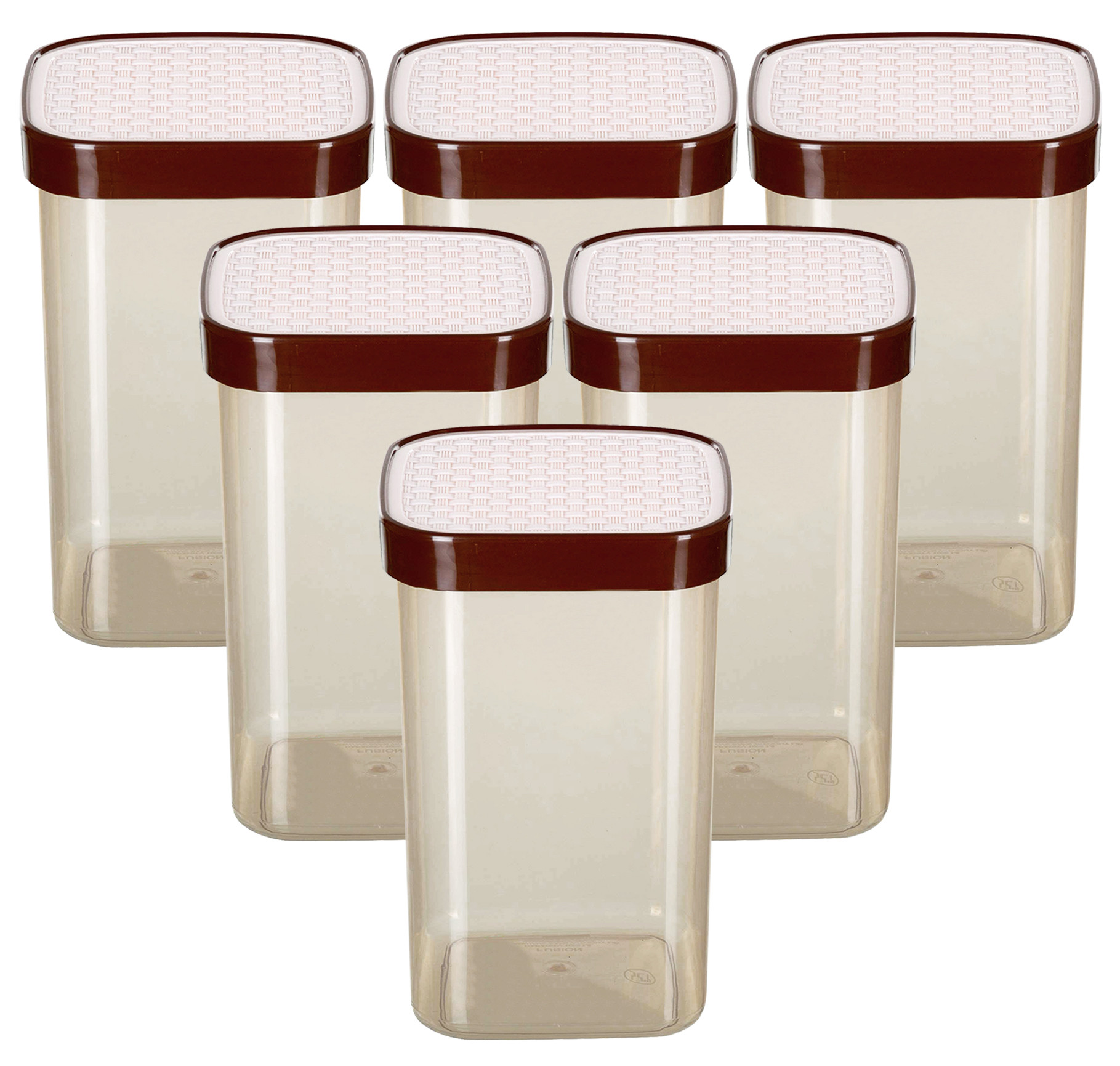 Kuber Industries Check Deisgn Lid  Multi Purpose Plastic Container,2000ml,(White)