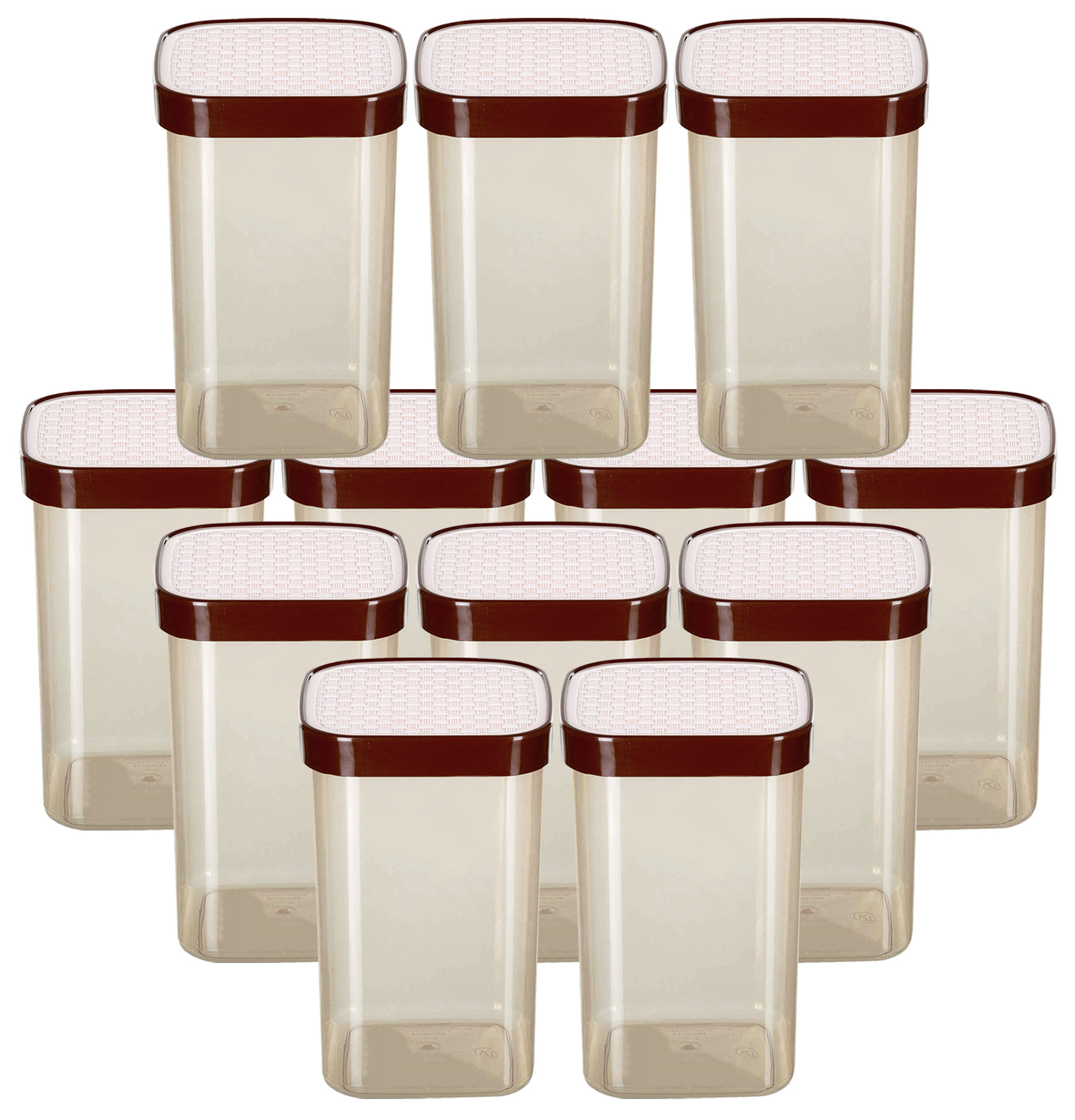 Kuber Industries Check Deisgn Lid  Multi Purpose Plastic Container,2000ml,(White)