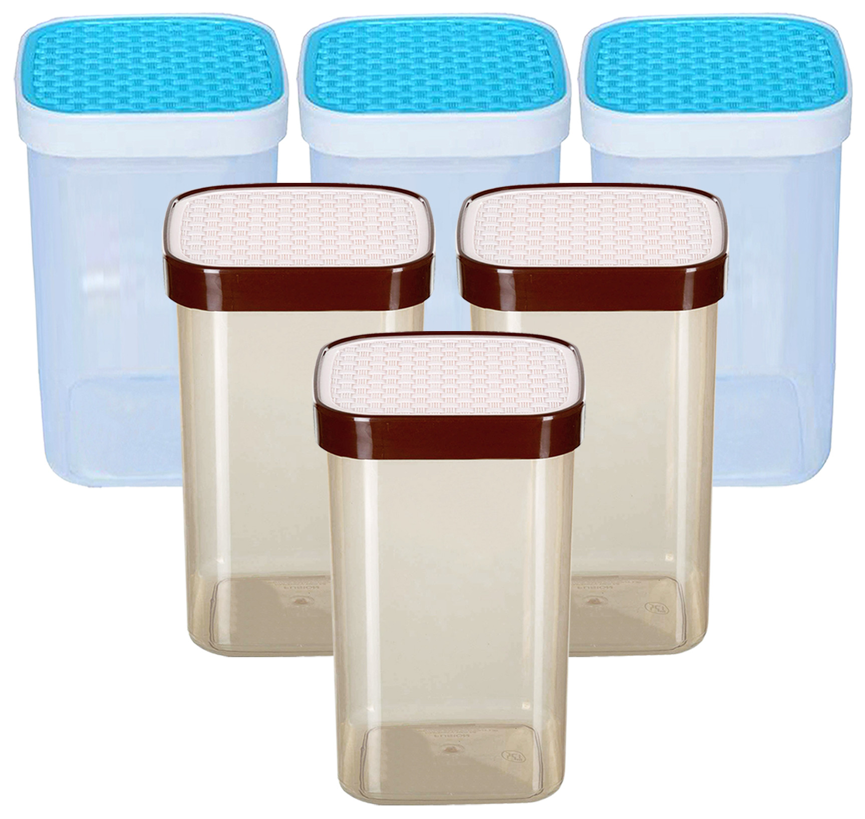 Kuber Industries Check Deisgn Lid  Multi Purpose Plastic Container,2000ml,(White & Blue)