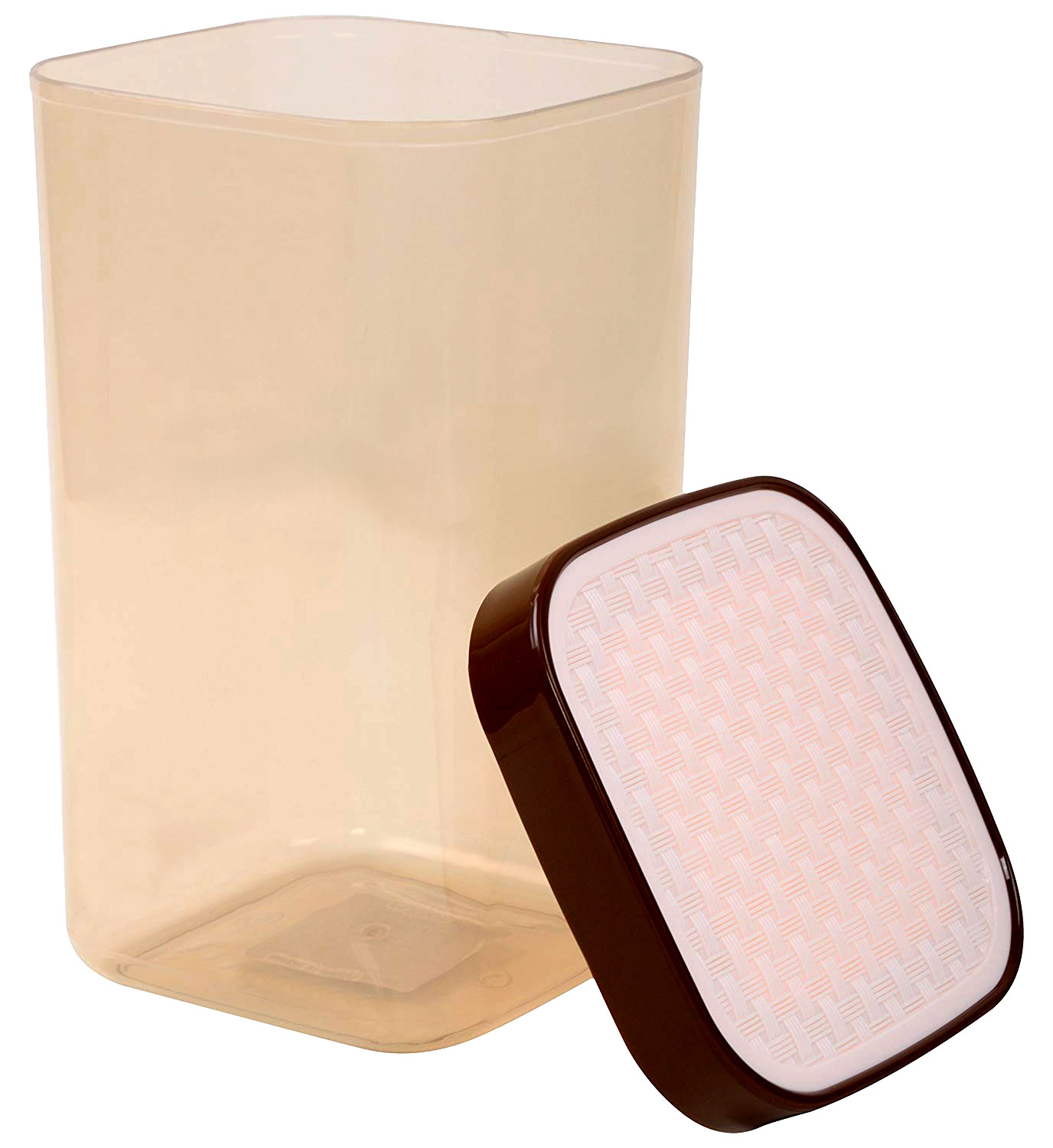 Kuber Industries Check Deisgn Lid  Multi Purpose Plastic Container,2000ml,(White & Blue)