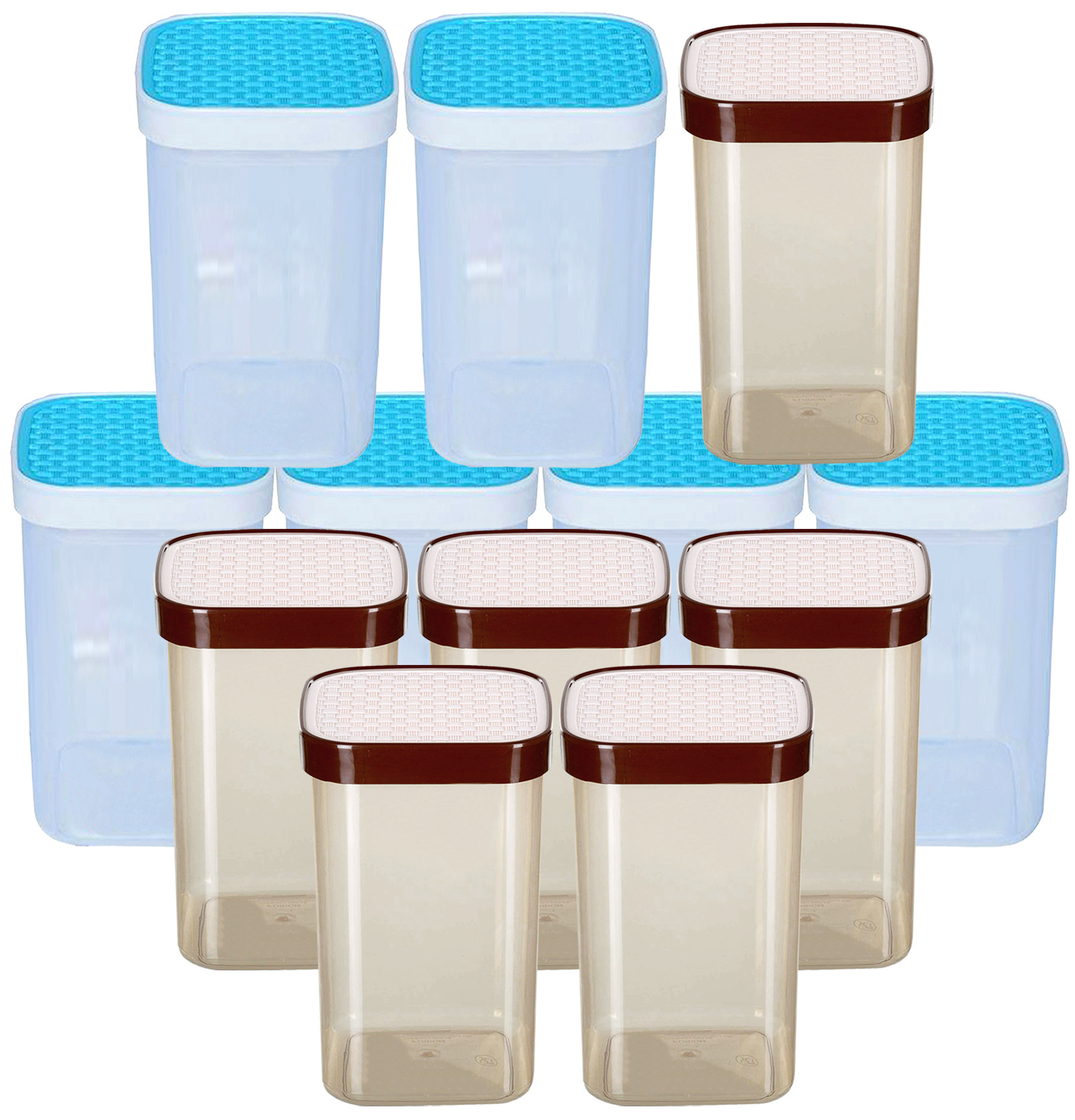 Kuber Industries Check Deisgn Lid  Multi Purpose Plastic Container,2000ml,(White & Blue)