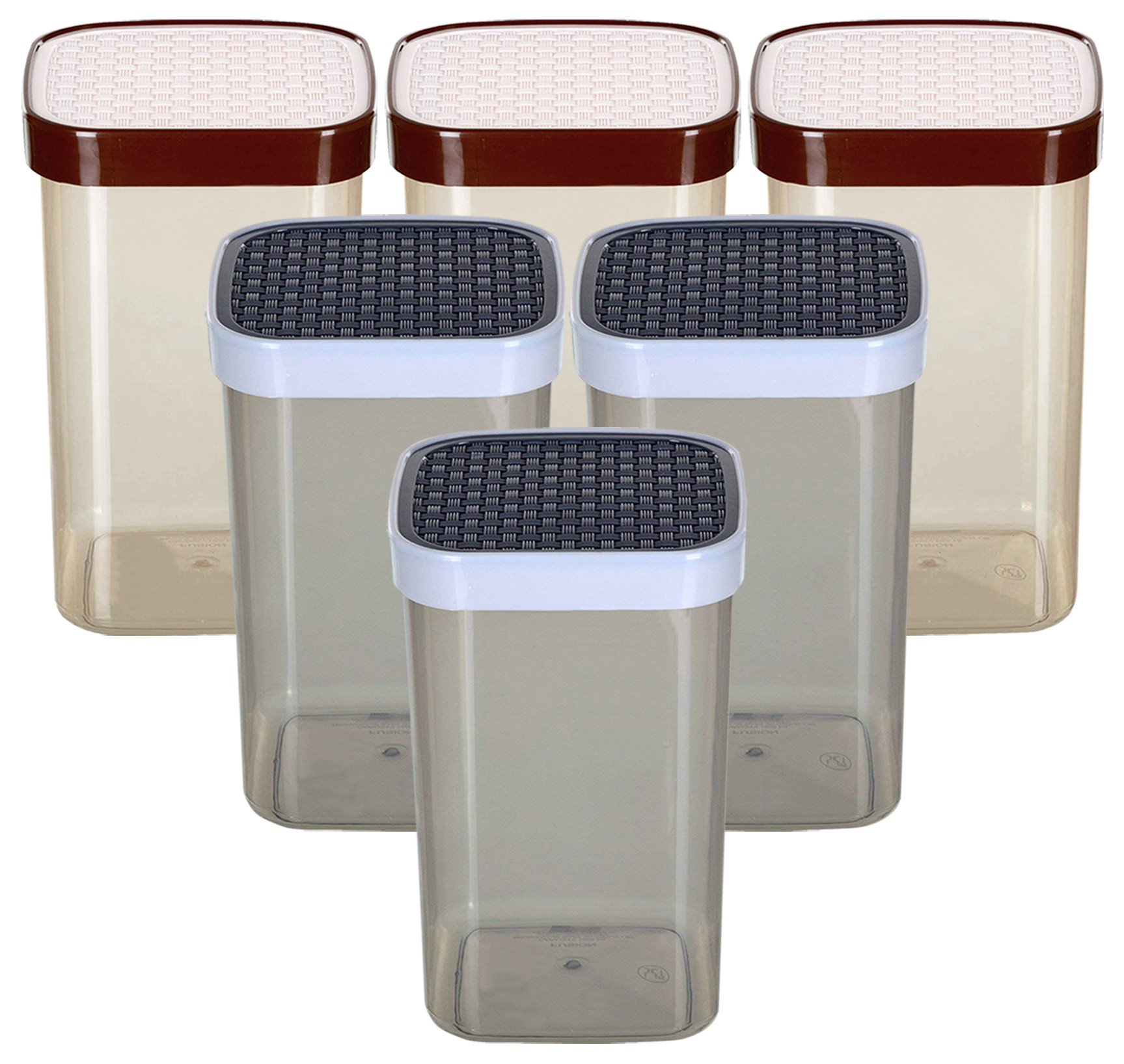 Kuber Industries Check Deisgn Lid  Multi Purpose Plastic Container,2000ml,(White & Grey)
