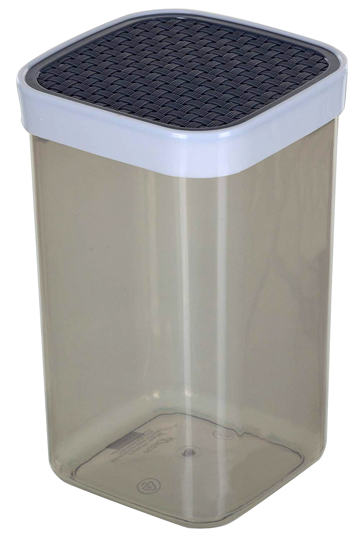 Kuber Industries Check Deisgn Lid  Multi Purpose Plastic Container,2000ml,(White & Grey)