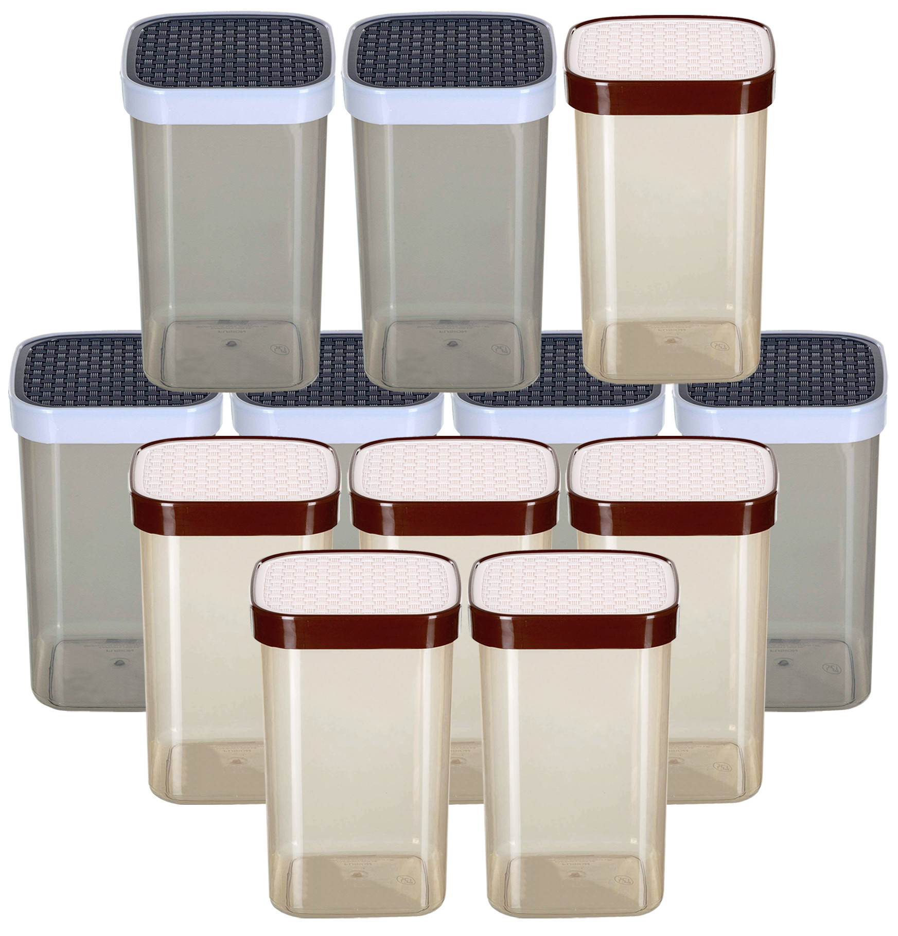 Kuber Industries Check Deisgn Lid  Multi Purpose Plastic Container,2000ml,(White & Grey)