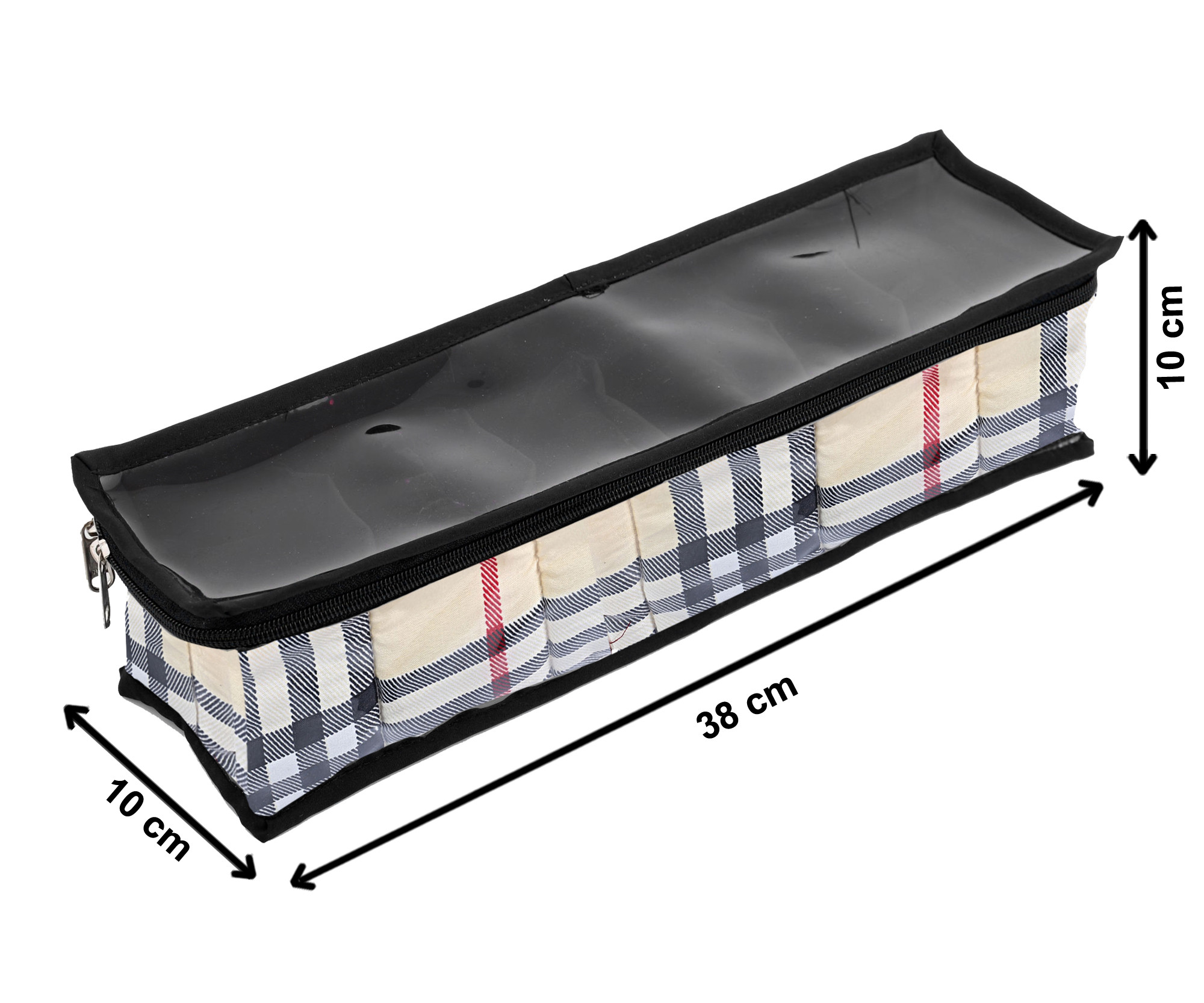 Kuber Industries Check Design 6 Roll Watch Storage Box Display Case Organizer with Tranasparent Window (Cream)