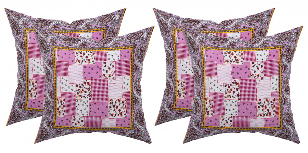 Kuber Industries Check Design Cotton Abstract Decorative Throw Pillow/Cushion Covers 16&quot;x16&quot;-(Pink)
