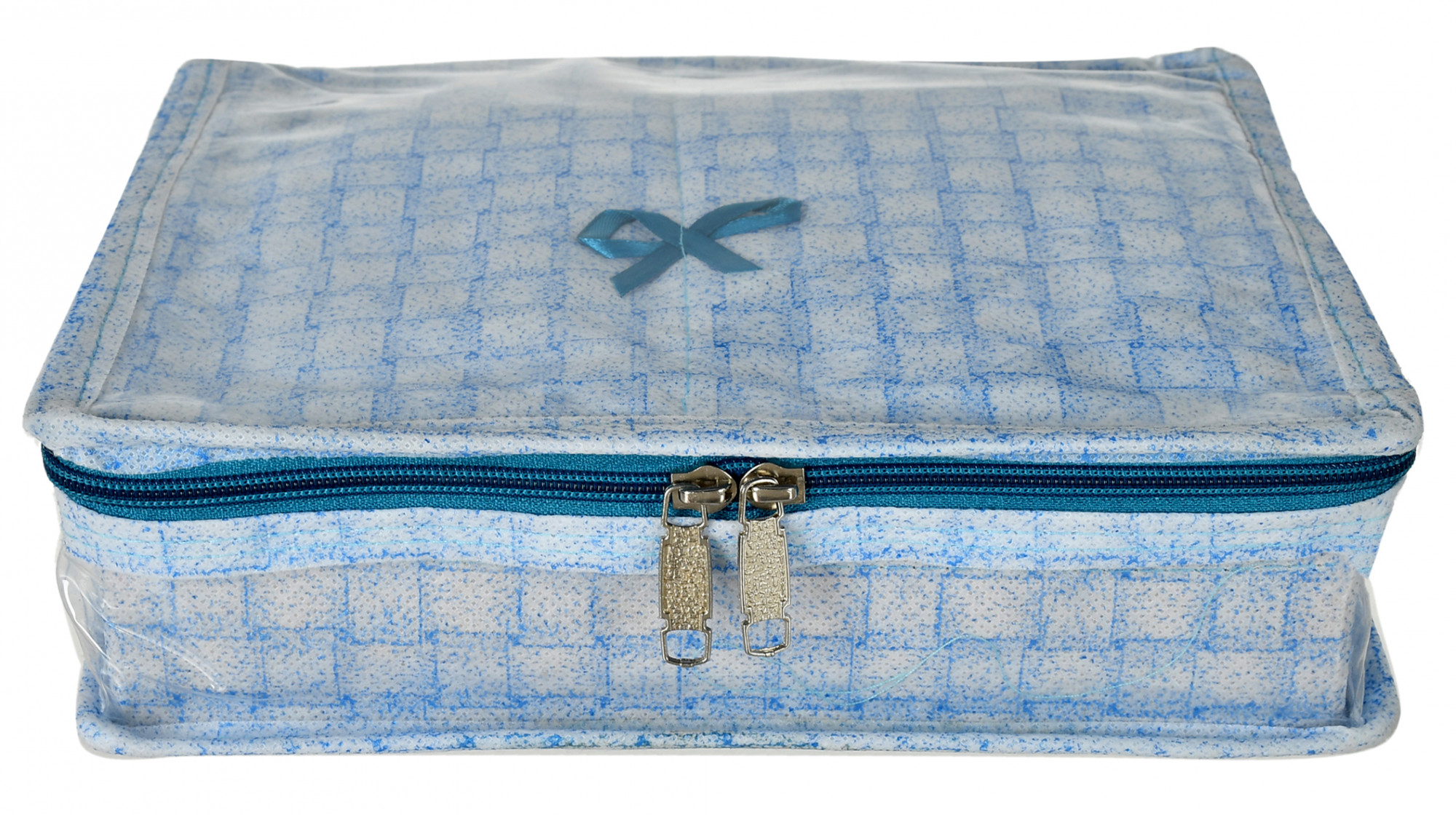 Kuber Industries Check Design Laminated PVC Jewellery Organizer With 4 Transparent Pouches & 1 Bangle/Watch Rod For Keeps Your Jewellery,Earrings, Necklaces Organized And Secure (Blue)-HS_38_KUBMART21273