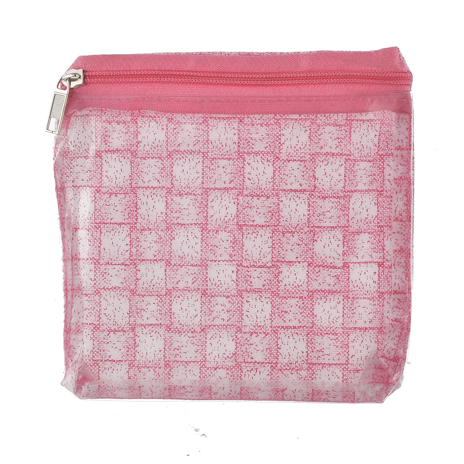 Kuber Industries Check Design Laminated PVC Jewelry Organiser Jewelry Storage Bags for Necklace Earrings Rings Bracelet With 10 Transparent Pouches Pink-HS43KUBMART25836
