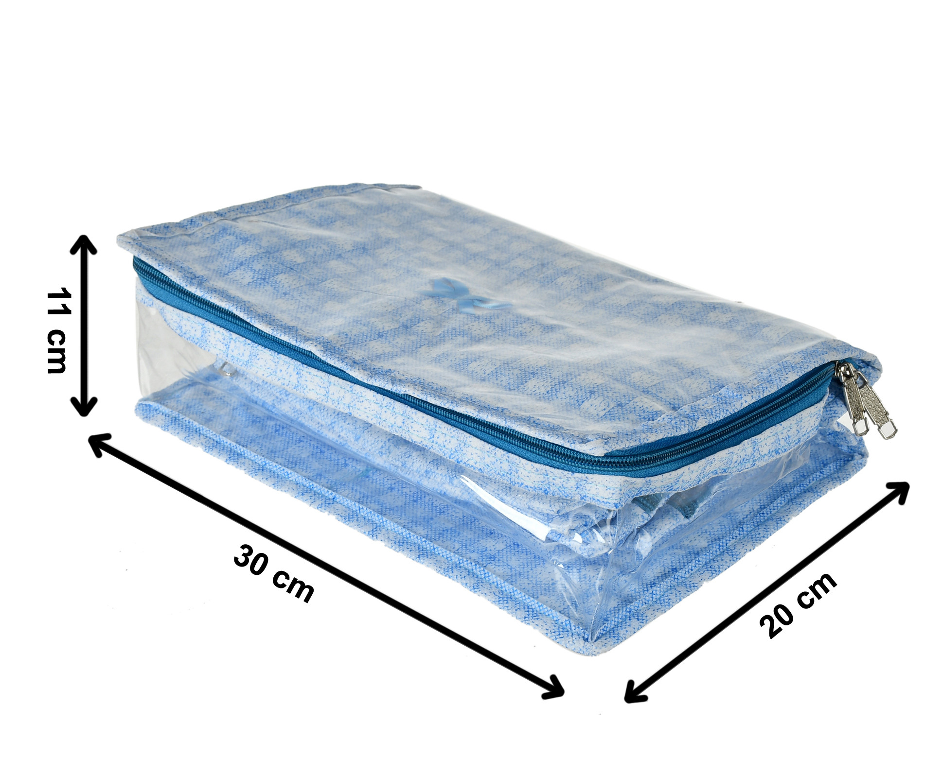 Kuber Industries Check Design Laminated PVC Travel Jewelry Organiser, Jewelry Storage Bags for Necklace, Earrings, Rings, Bracelet With 13 Transparent Pouches (Blue)-HS_38_KUBMART21257
