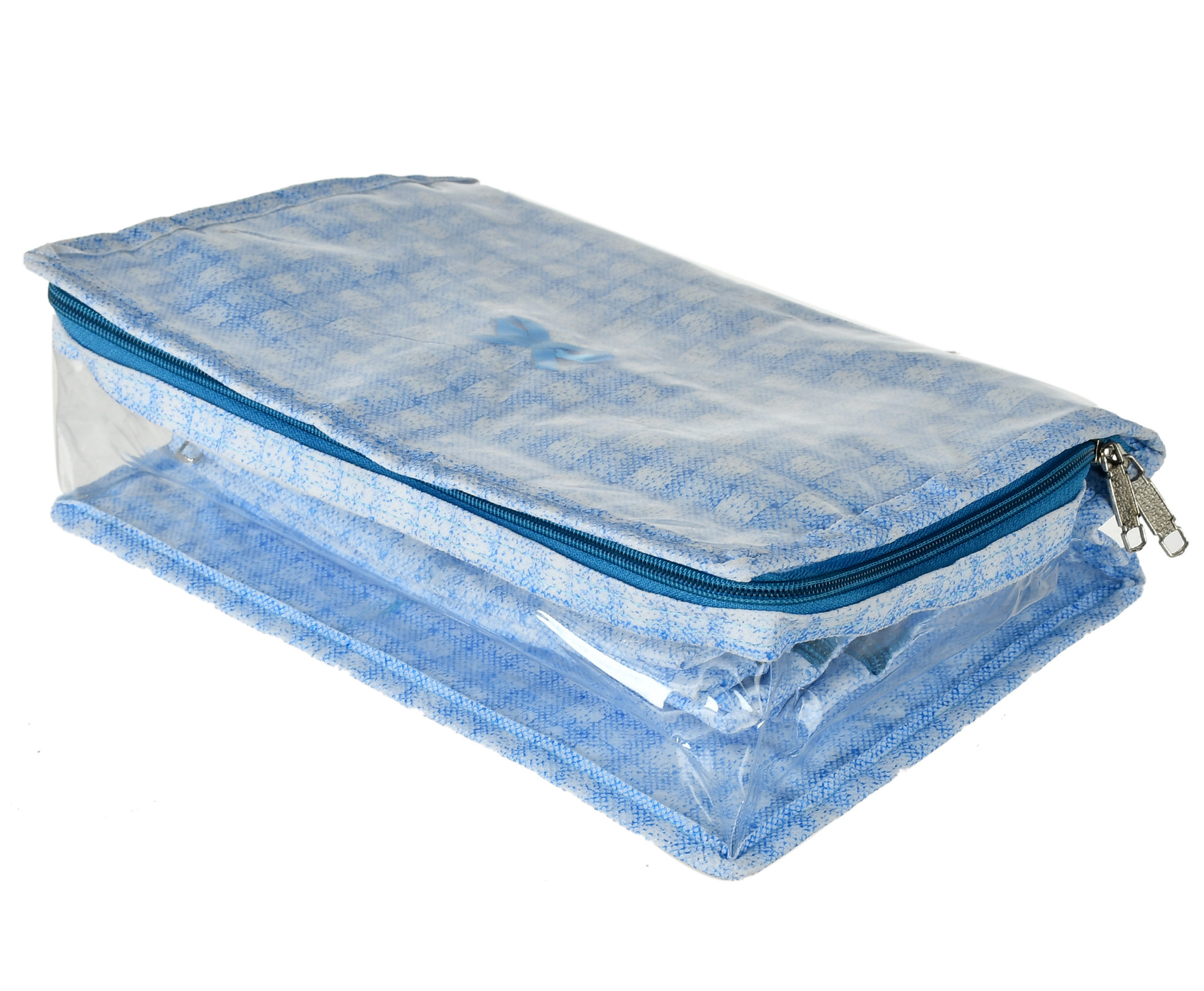 Kuber Industries Check Design Laminated PVC Travel Jewelry Organiser, Jewelry Storage Bags for Necklace, Earrings, Rings, Bracelet With 13 Transparent Pouches (Blue)-HS_38_KUBMART21257