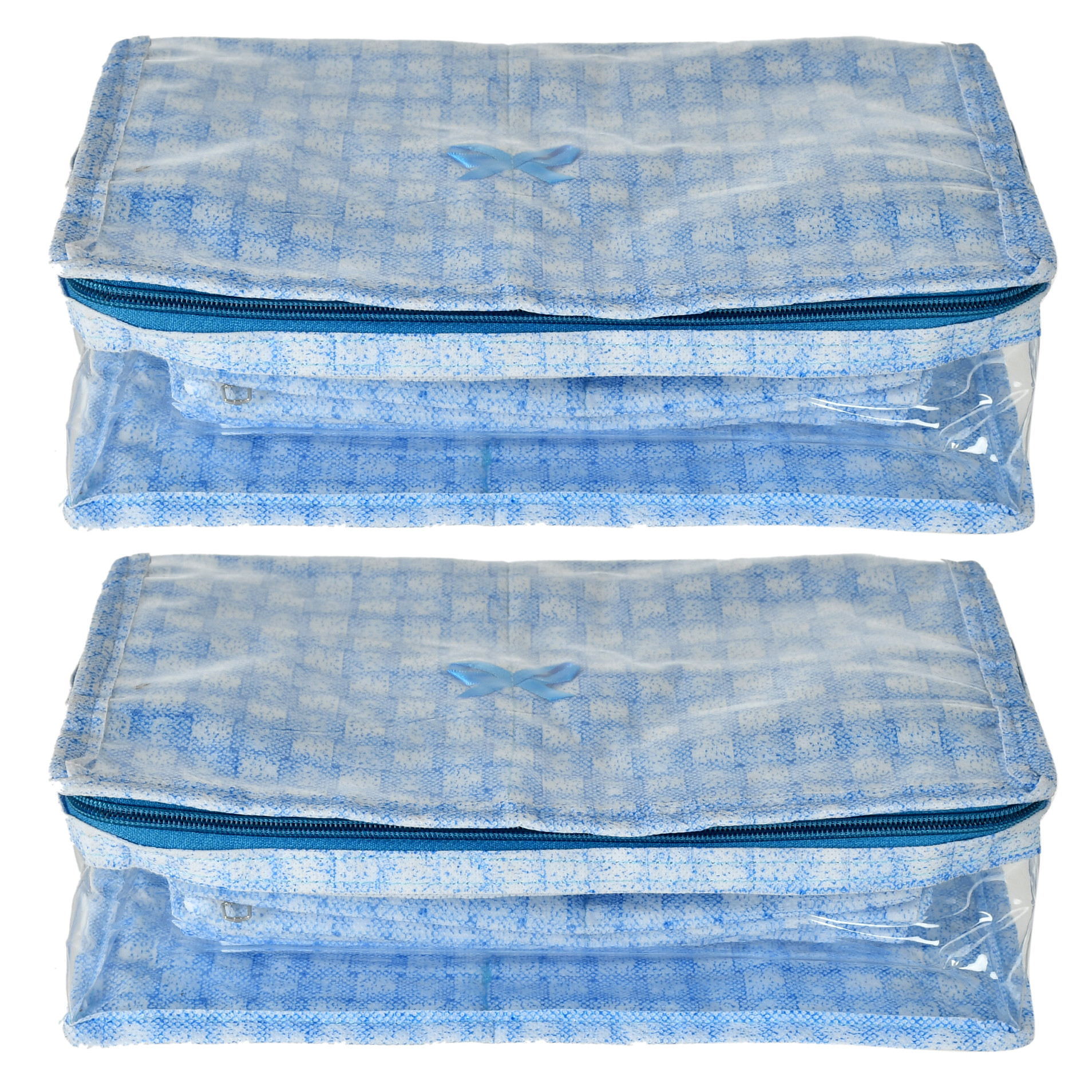 Kuber Industries Check Design Laminated PVC Travel Jewelry Organiser, Jewelry Storage Bags for Necklace, Earrings, Rings, Bracelet With 13 Transparent Pouches (Blue)-HS_38_KUBMART21257