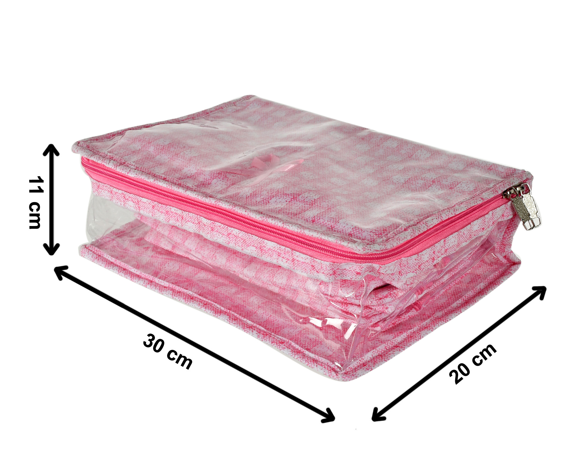 Kuber Industries Check Design Laminated PVC Travel Jewelry Organiser, Jewelry Storage Bags for Necklace, Earrings, Rings, Bracelet With 13 Transparent Pouches (Pink)-HS_38_KUBMART21261