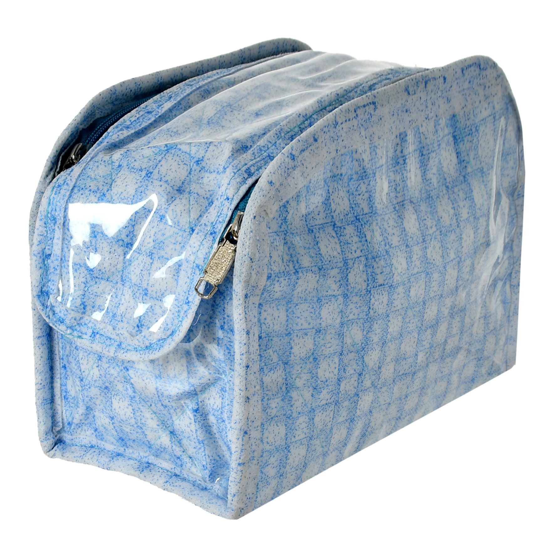 Kuber Industries Check Design Laminated PVC Travel Jewelry Organiser, Jewelry Storage Bags, Makeup Kit for Keeps Lipstics, Earrings, Rings, Bracelet etc (Blue)-HS_38_KUBMART21281
