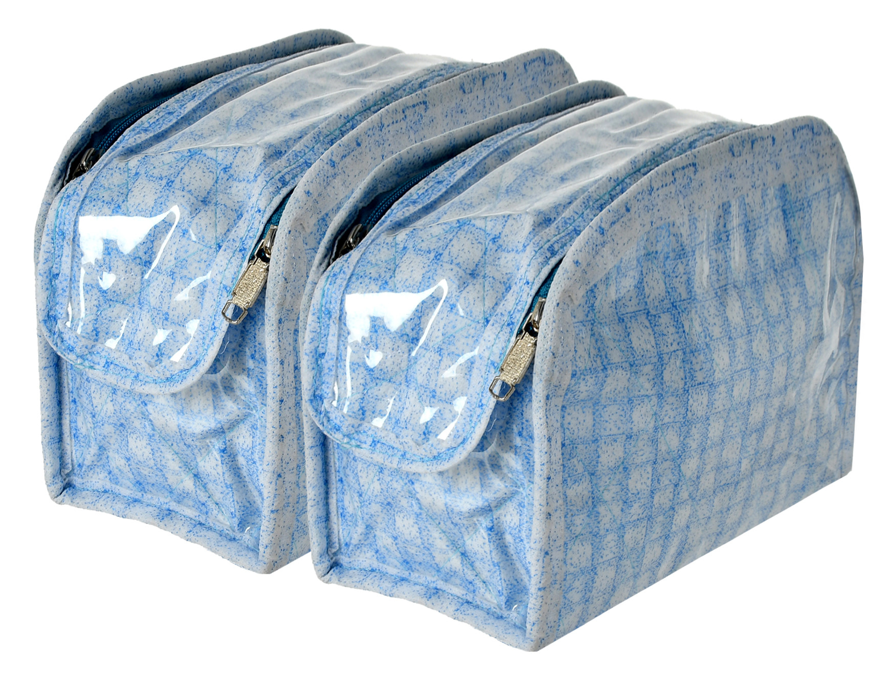 Kuber Industries Check Design Laminated PVC Travel Jewelry Organiser, Jewelry Storage Bags, Makeup Kit for Keeps Lipstics, Earrings, Rings, Bracelet etc (Blue)-HS_38_KUBMART21281