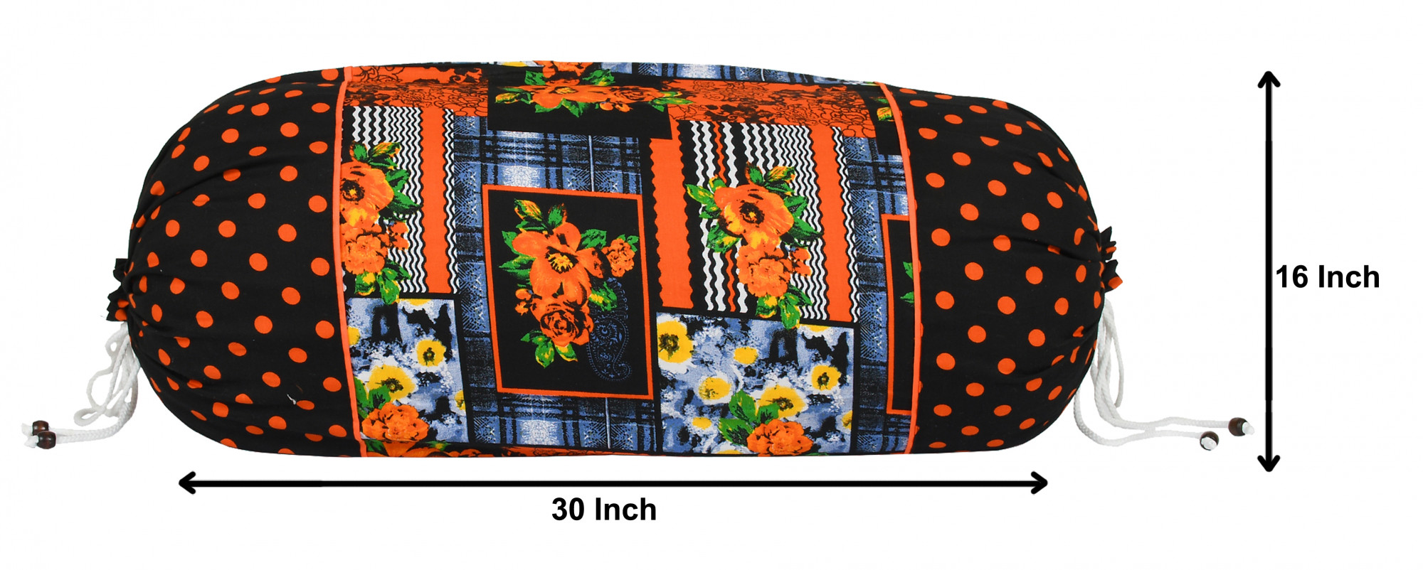 Kuber Industries Check Design Premium Cotton Bolster Covers, 16 x 30 inch,(Black)