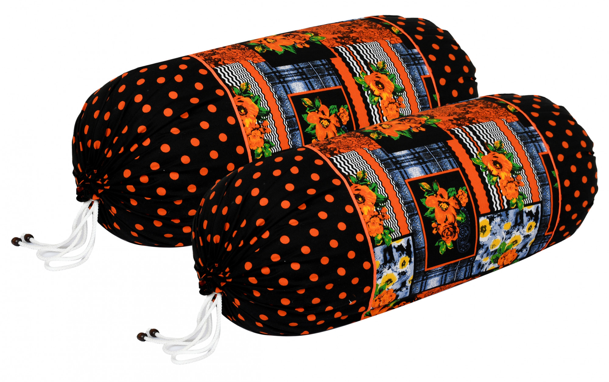 Kuber Industries Check Design Premium Cotton Bolster Covers, 16 x 30 inch,(Black)