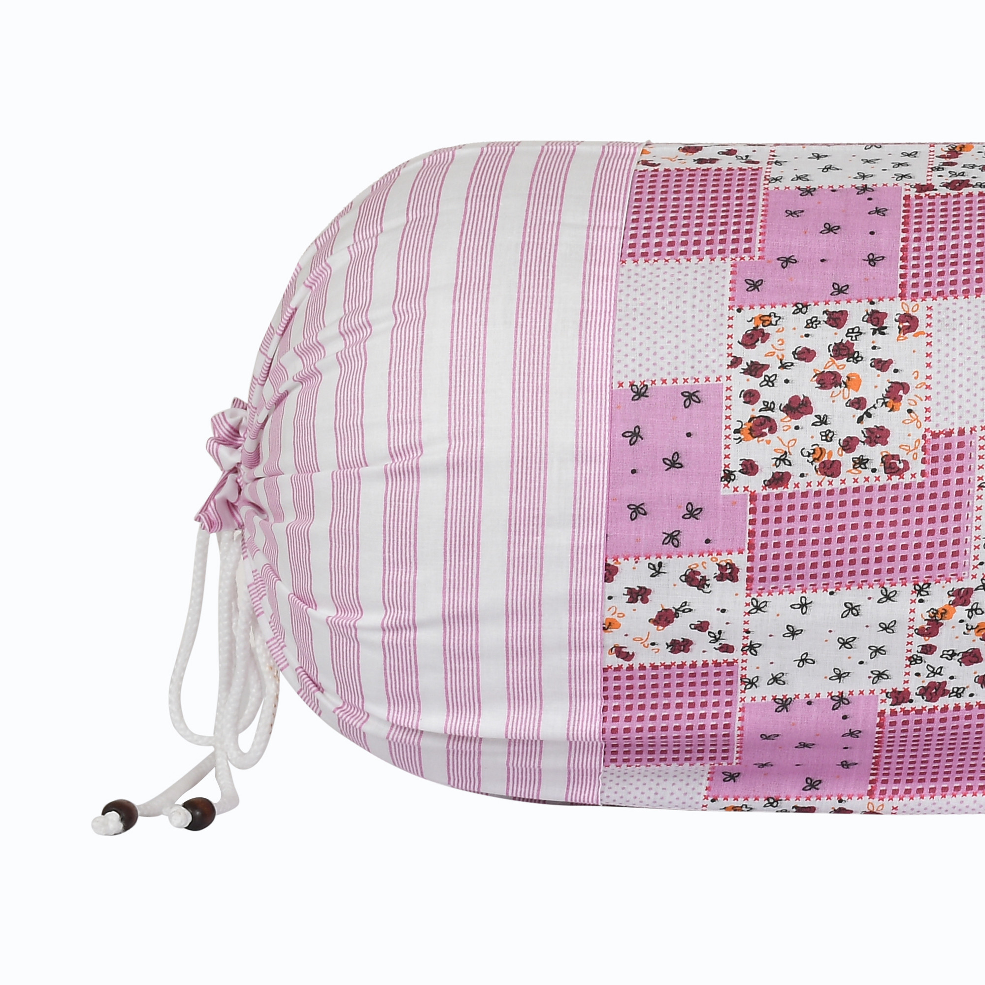 Kuber Industries Check Design Premium Cotton Bolster Covers, 16 x 30 inch,(Pink)