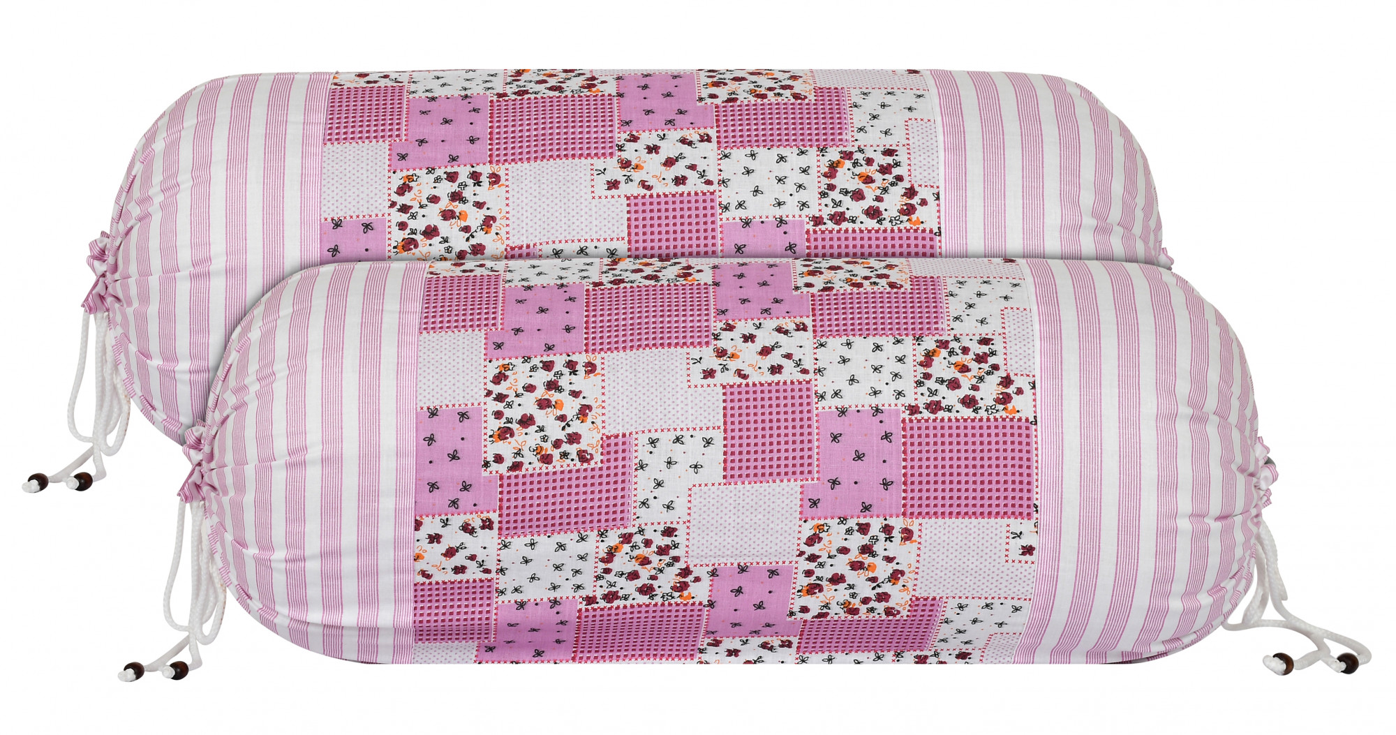 Kuber Industries Check Design Premium Cotton Bolster Covers, 16 x 30 inch,(Pink)