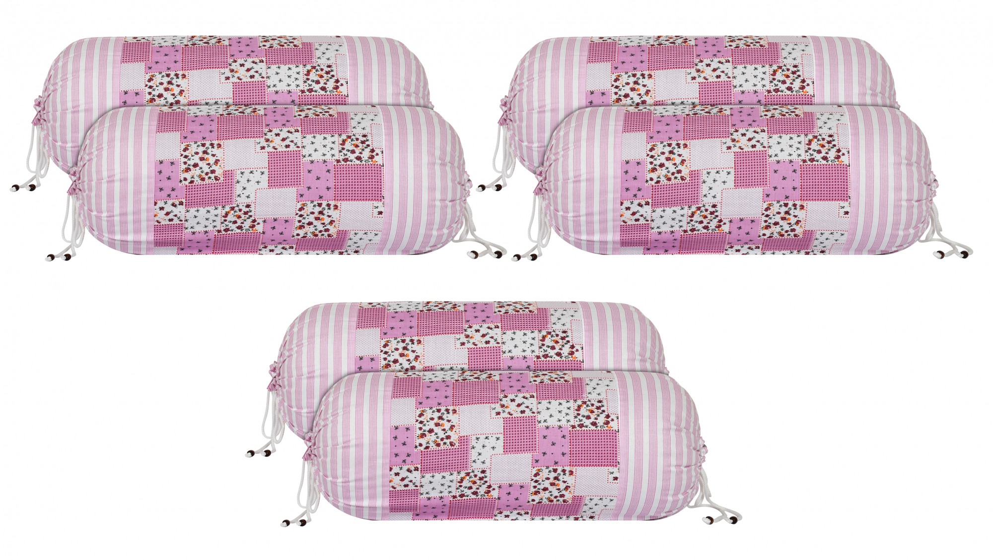 Kuber Industries Check Design Premium Cotton Bolster Covers, 16 x 30 inch,(Pink)