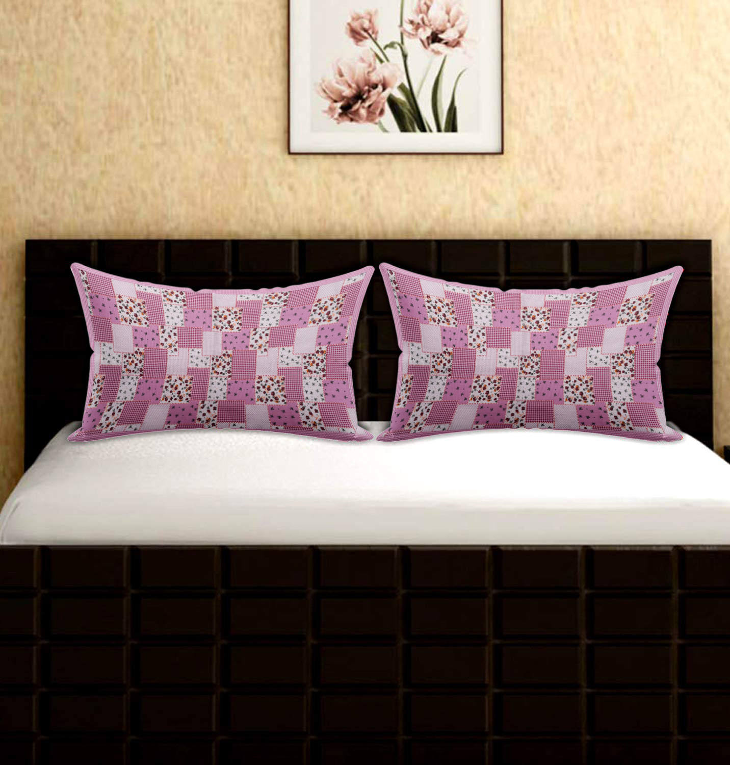 Kuber Industries Check Design Premium Cotton Pillow Covers, 18 x 28 inch,(Pink)