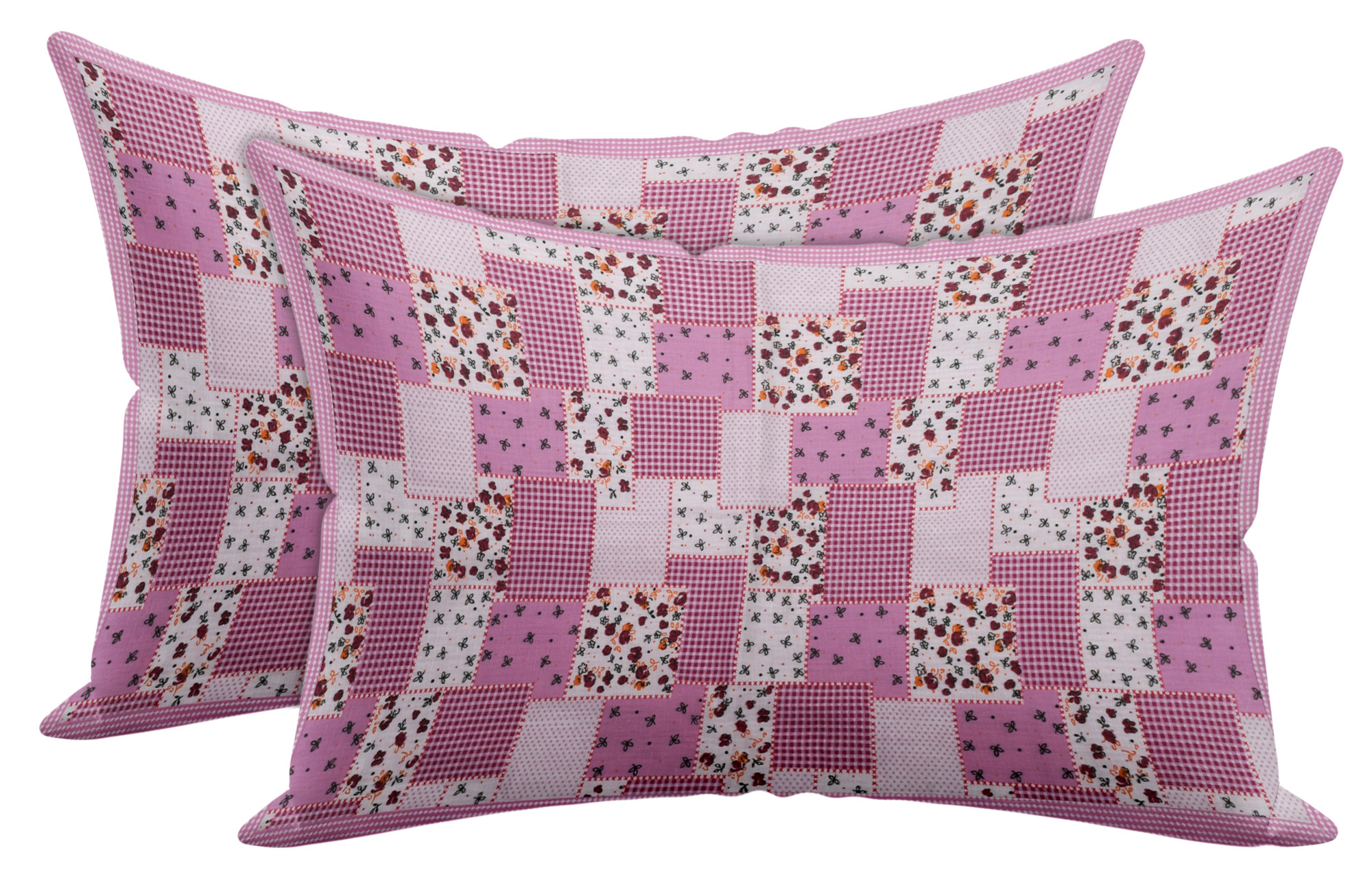 Kuber Industries Check Design Premium Cotton Pillow Covers, 18 x 28 inch,(Pink)