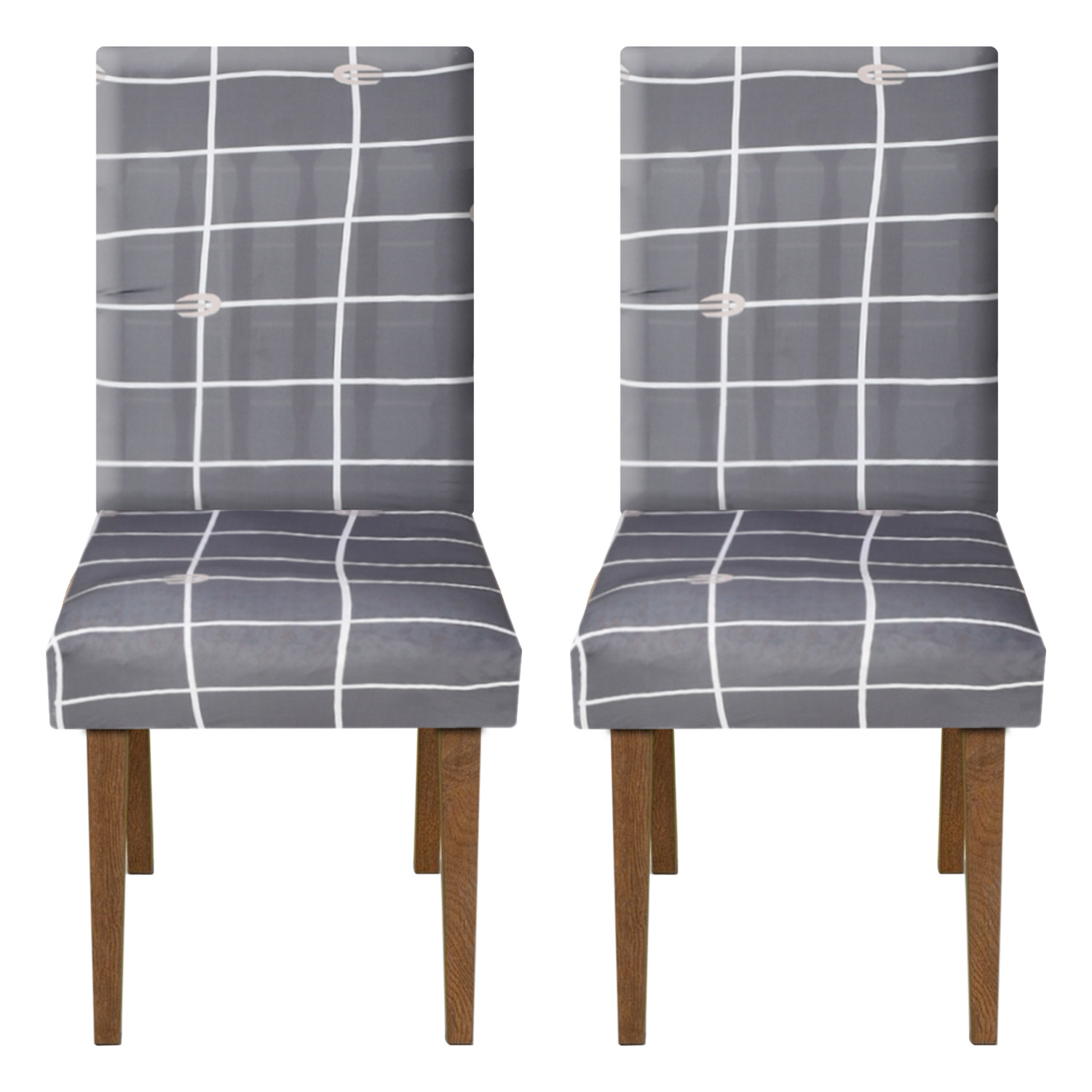 Kuber Industries Check Printed Elastic Stretchable Polyster Chair Cover For Home, Office, Hotels, Wedding Banquet (Grey)