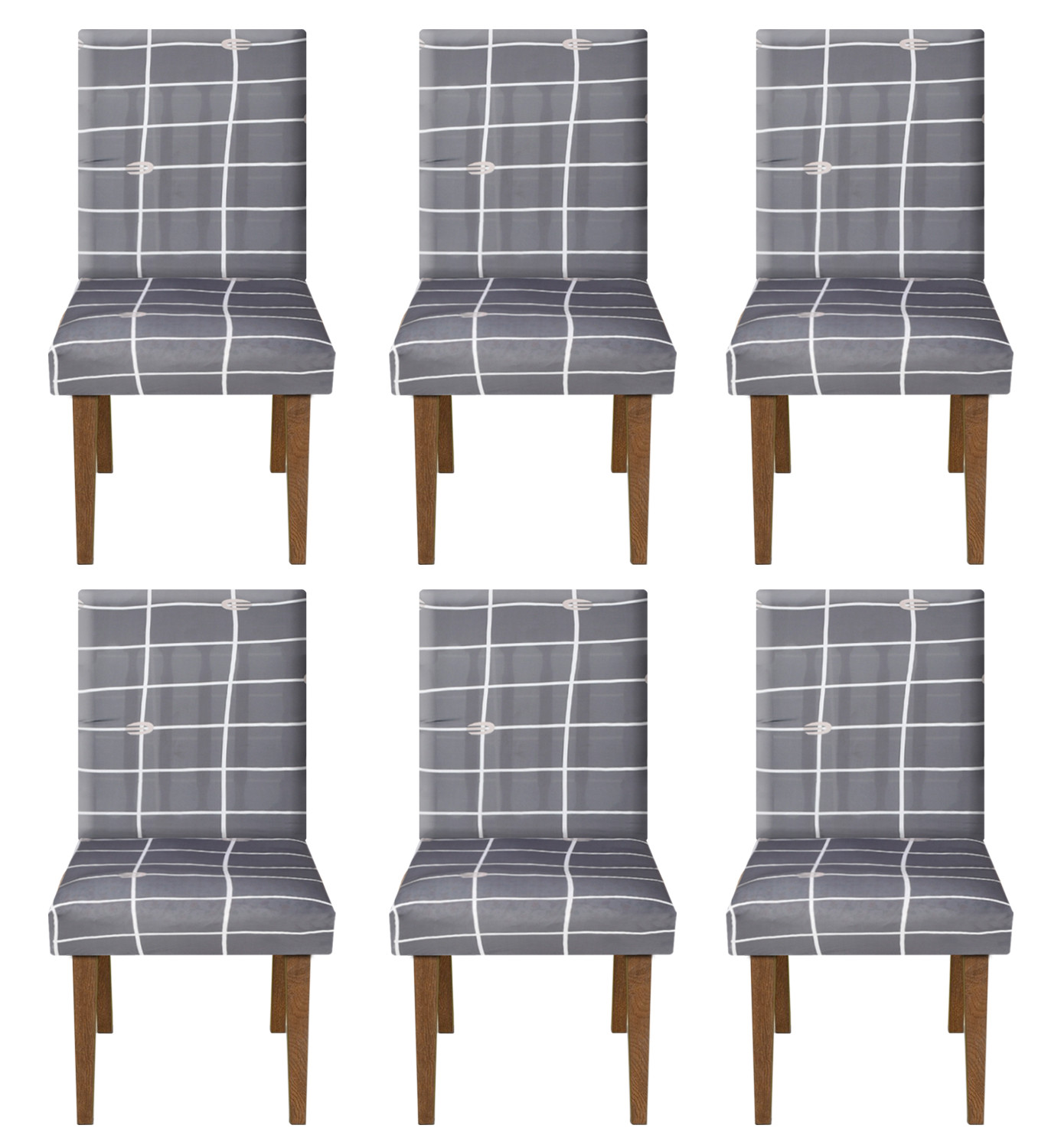Kuber Industries Check Printed Elastic Stretchable Polyster Chair Cover For Home, Office, Hotels, Wedding Banquet (Grey)