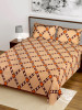 Kuber Industries Check Printed Luxurious Soft Breathable &amp; Comfortable Glace Cotton Double Bedsheet With 2 Pillow Covers (Autumn Orange)-HS43KUBMART26803