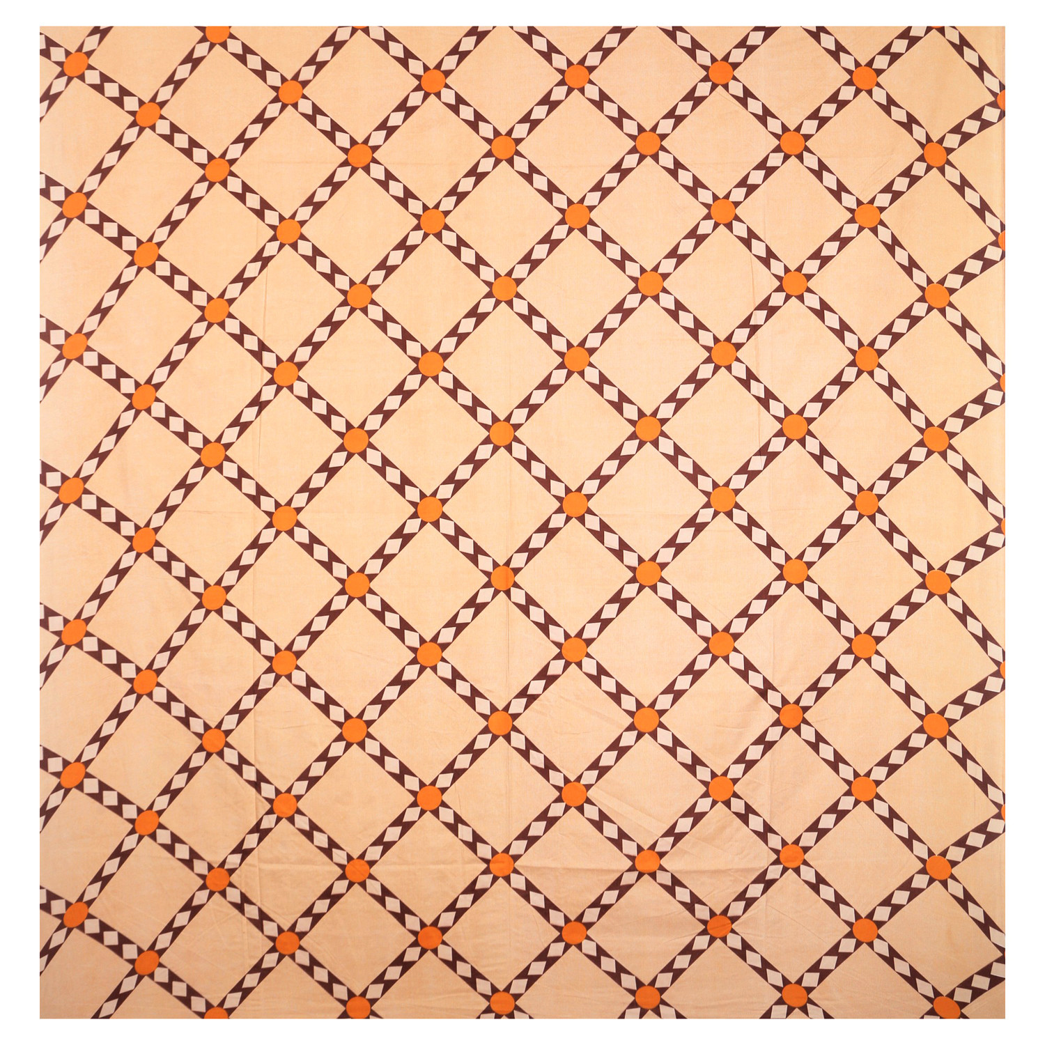 Kuber Industries Check Printed Luxurious Soft Breathable & Comfortable Glace Cotton Double Bedsheet With 2 Pillow Covers (Autumn Orange)-HS43KUBMART26803