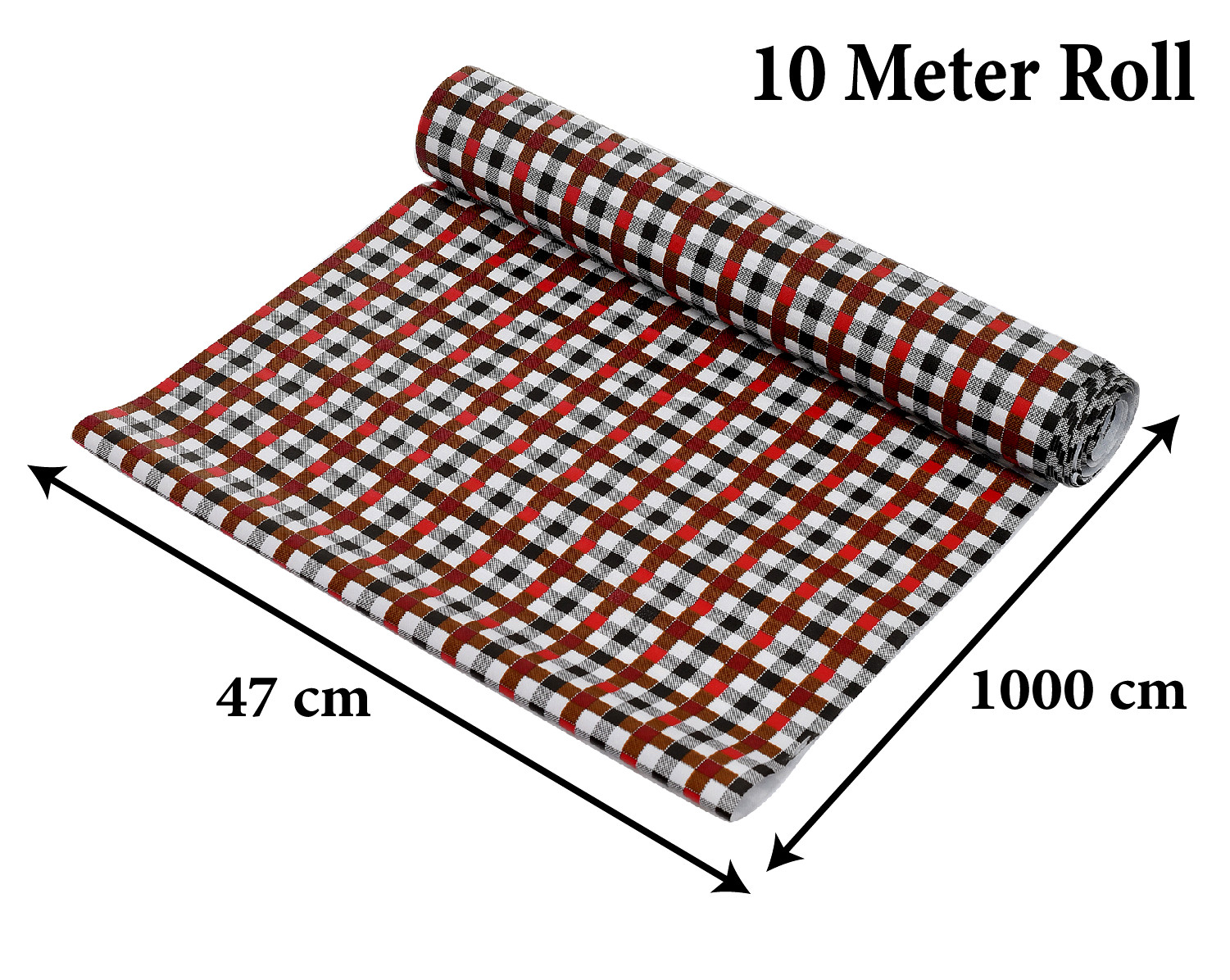 Kuber Industries Check Printed PVC Anti Slip Skid Shelf Mat, 10 Mtr (Maroon)