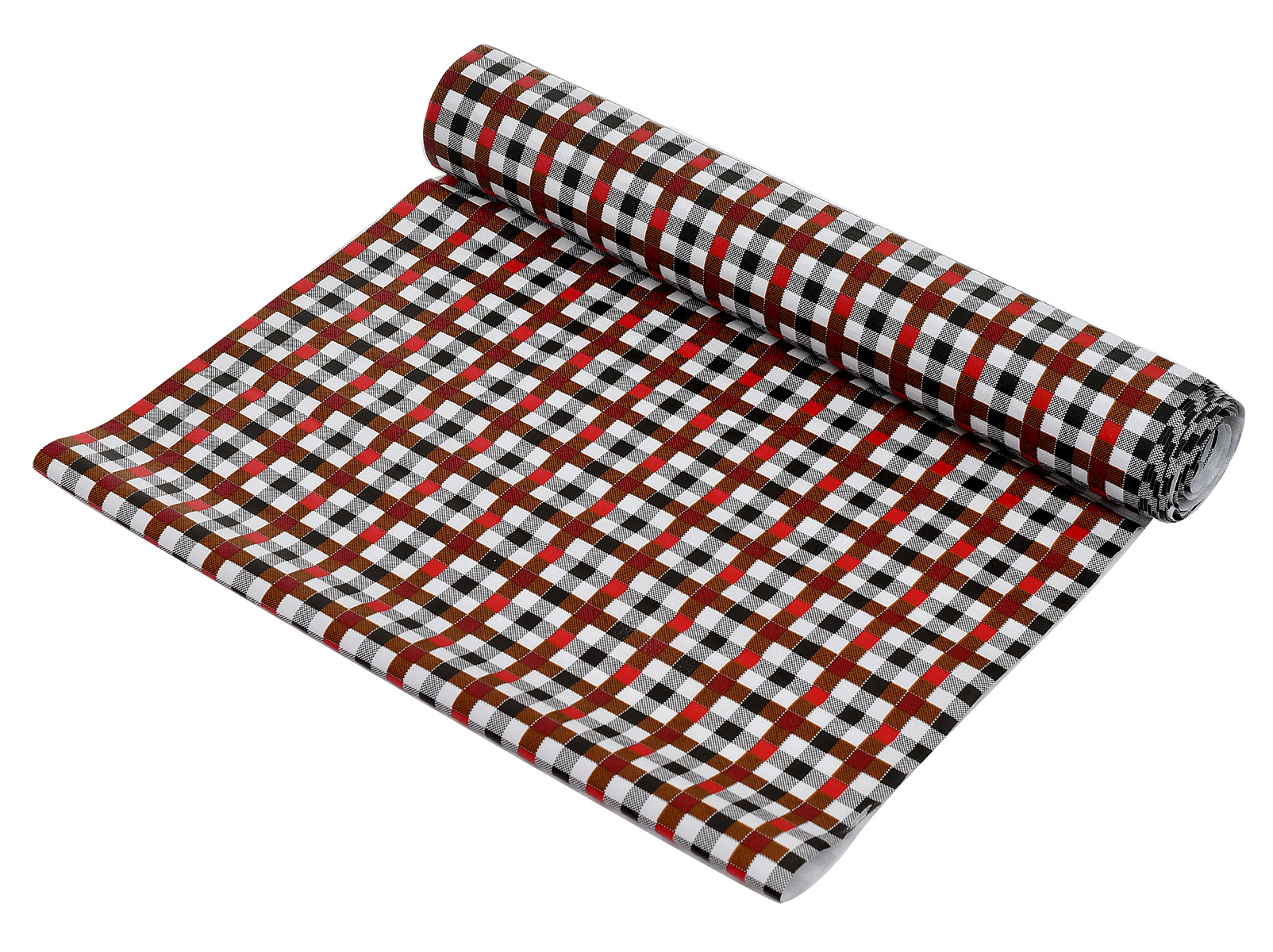 Kuber Industries Check Printed PVC Anti Slip Skid Shelf Mat, 5 Mtr (Maroon)