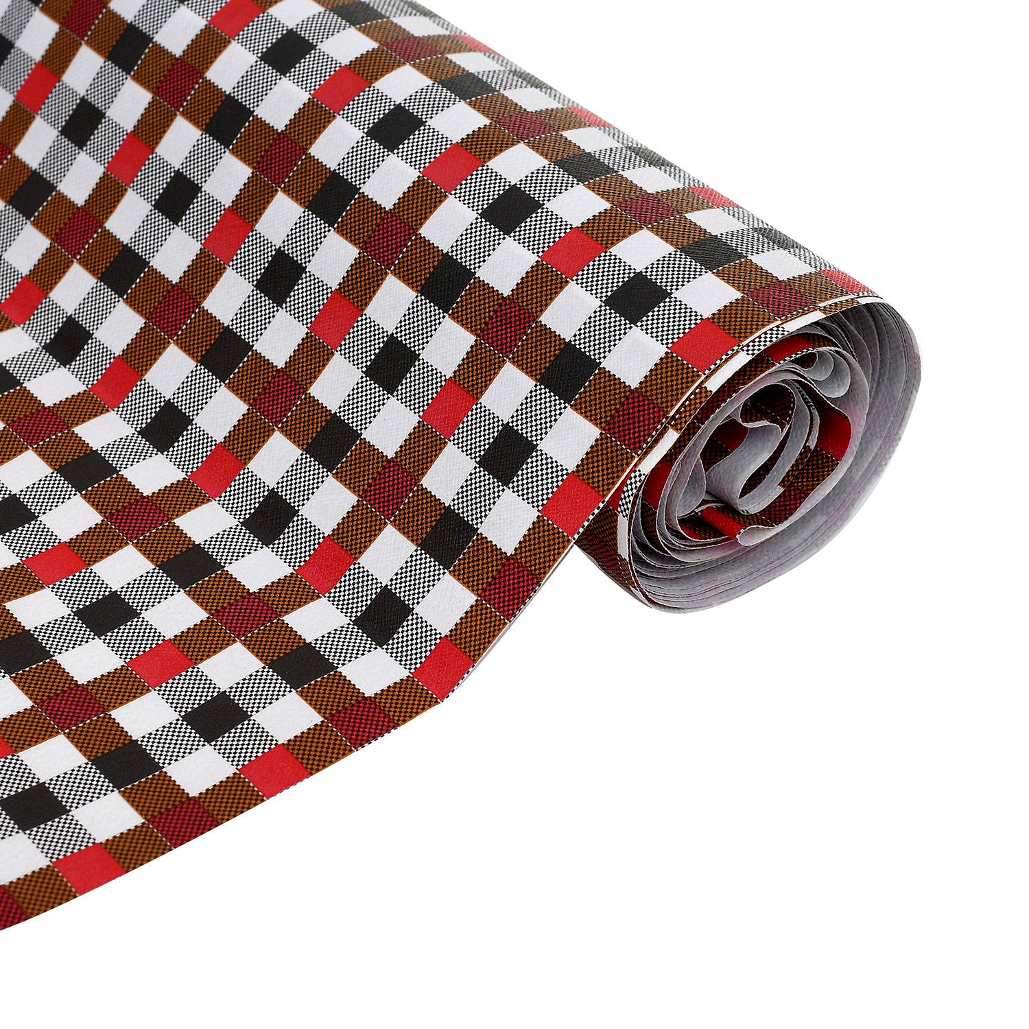 Kuber Industries Check Printed PVC Anti Slip Skid Shelf Mat, 5 Mtr (Maroon)