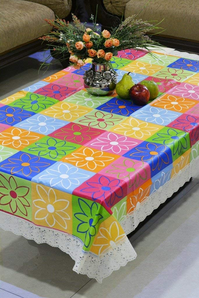 Kuber Industries Checked Design PVC 4 Seater Center Table Cover 40