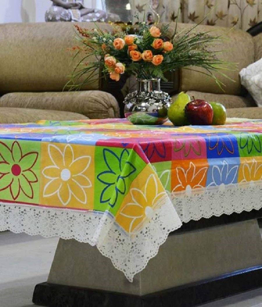 Kuber Industries Checked Design PVC 4 Seater Center Table Cover 40