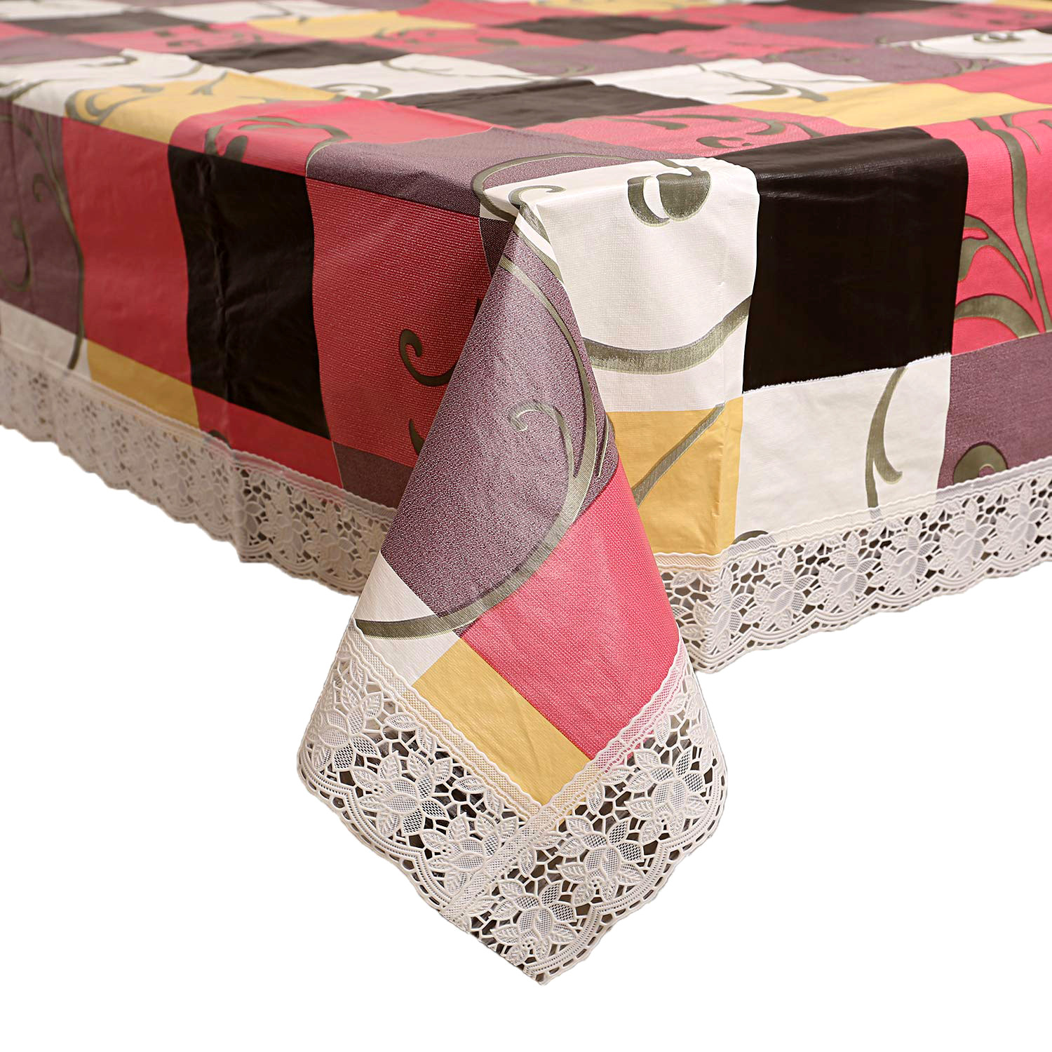 Kuber Industries Checked Design PVC 4 Seater Center Table Cover 40