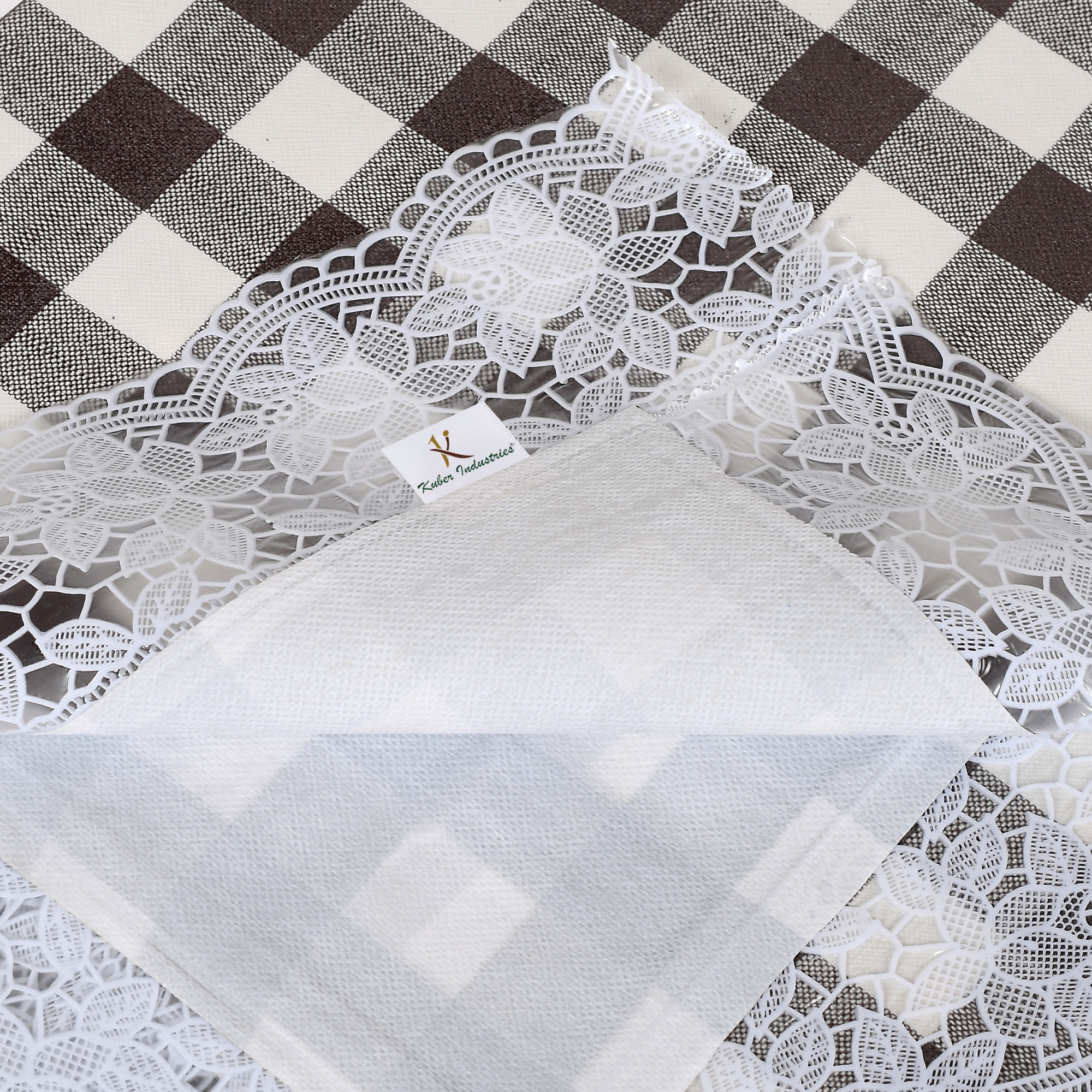 Kuber Industries Checkered Print PVC 4 Seater Center Table Cover 40