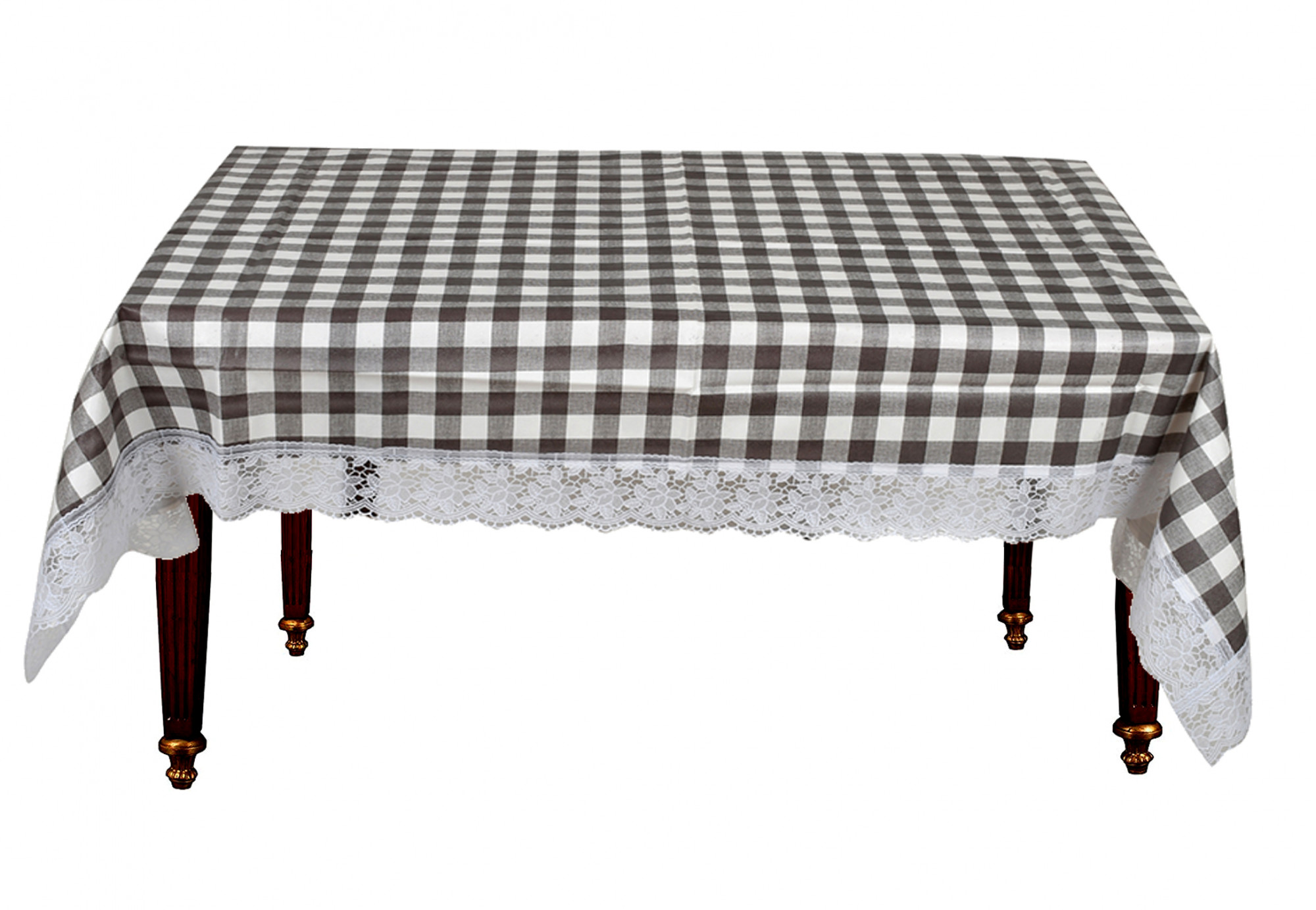 Kuber Industries Checkered Print PVC 6 Seater Dining Table Cover 60