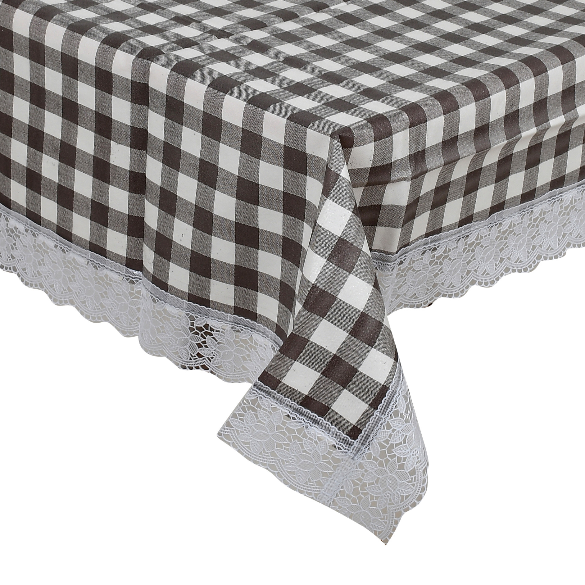 Kuber Industries Checkered Print PVC 6 Seater Dining Table Cover 60