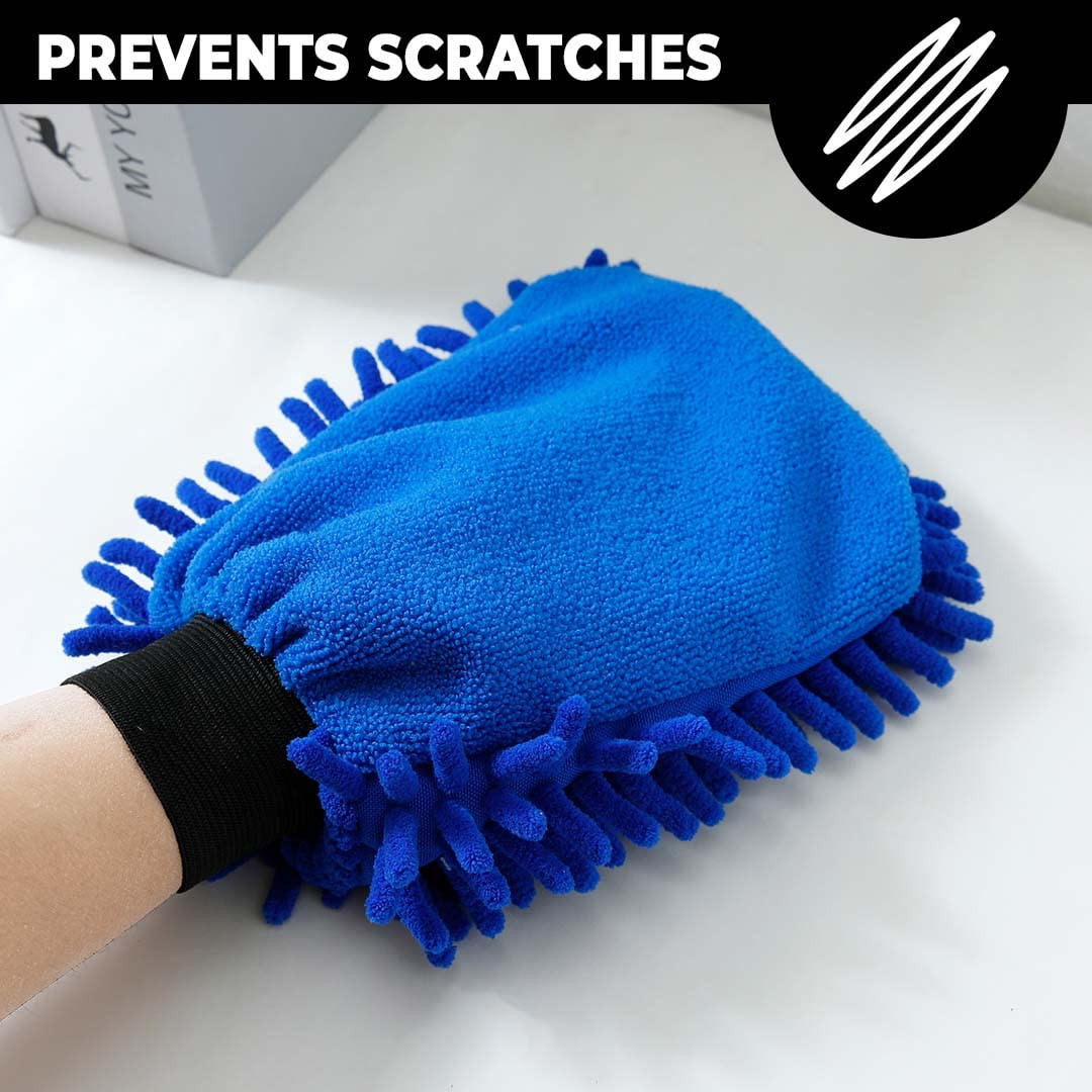 Kuber Industries Chenille Dry Mitt Gloves|Multi-Purpose Gloves for Kitchen, Home & Laptop Cleaning|Lint & Scratch Free|Super Absorbent|Blue