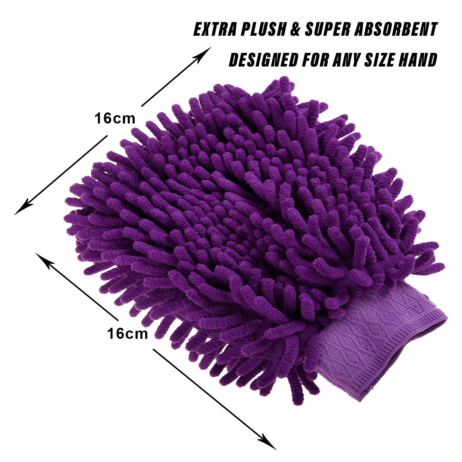 Kuber Industries Chenille Mitts|Microfiber Cleaning Gloves|Inside Waterproof Cloth Gloves|100 Gram Weighted Hand Duster|Hand Chenille Gloves For Car|Glass (Purple)