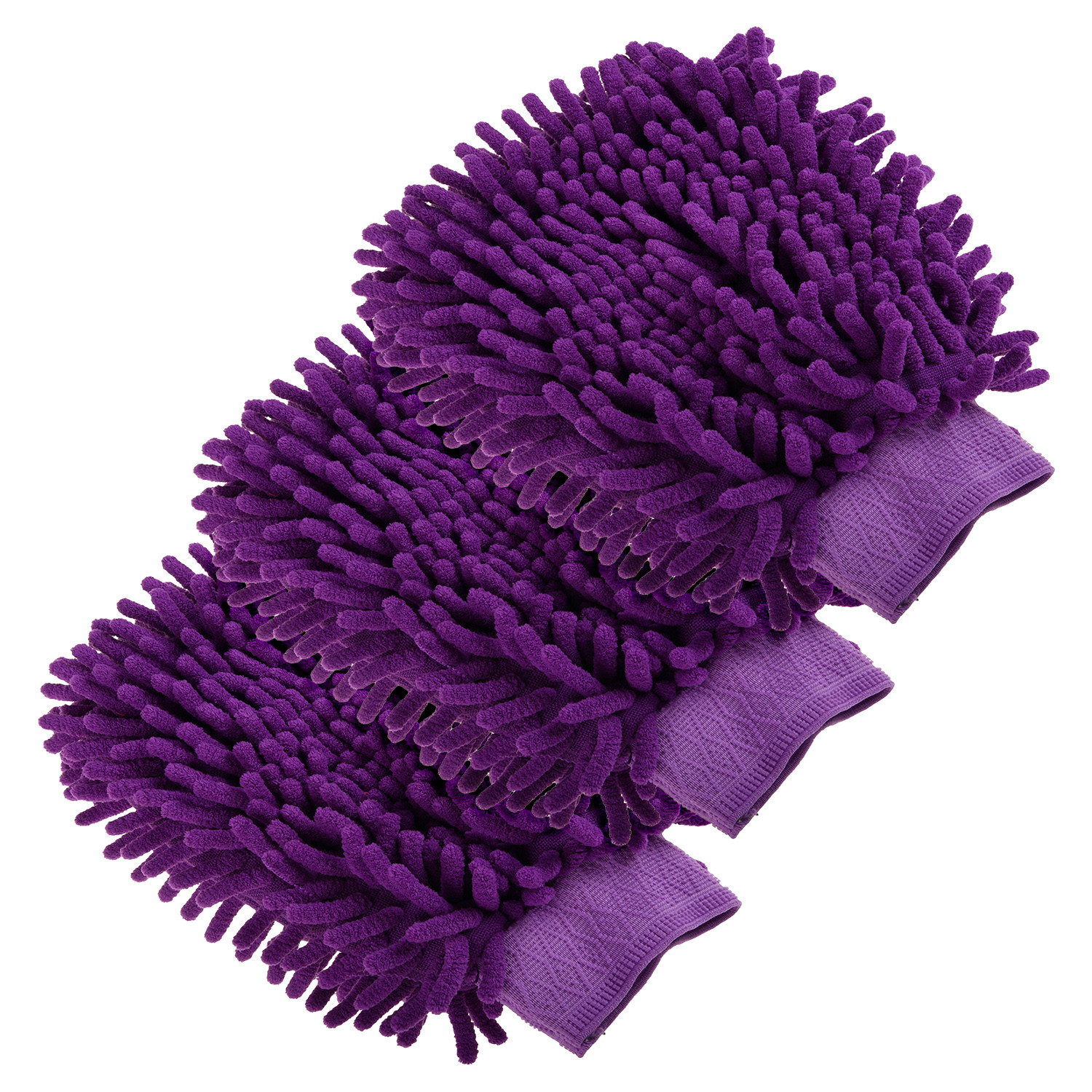 Kuber Industries Chenille Mitts|Microfiber Cleaning Gloves|Inside Waterproof Cloth Gloves|100 Gram Weighted Hand Duster|Hand Chenille Gloves For Car|Glass (Purple)