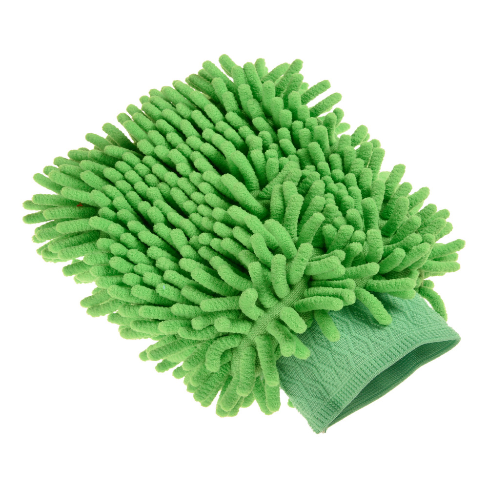 Kuber Industries Chenille Mitts|Microfiber Cleaning Gloves|Inside Waterproof Cloth Gloves|100 Gram Weighted Hand Duster|Hand Chenille Gloves For Car|Glass (Green)