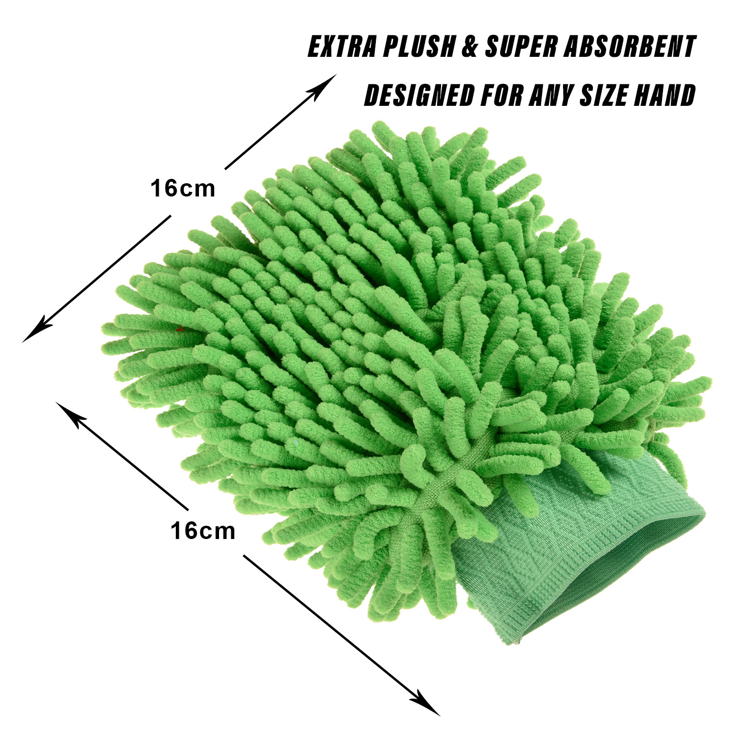 Kuber Industries Chenille Mitts|Microfiber Cleaning Gloves|Inside Waterproof Cloth Gloves|100 Gram Weighted Hand Duster|Hand Chenille Gloves For Car|Glass (Green)