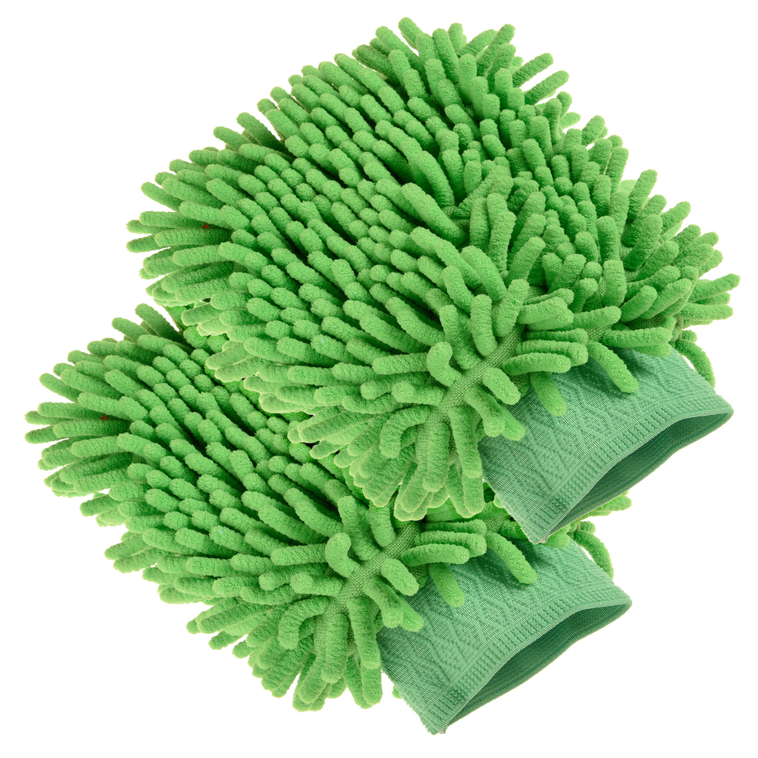 Kuber Industries Chenille Mitts|Microfiber Cleaning Gloves|Inside Waterproof Cloth Gloves|100 Gram Weighted Hand Duster|Hand Chenille Gloves For Car|Glass (Green)